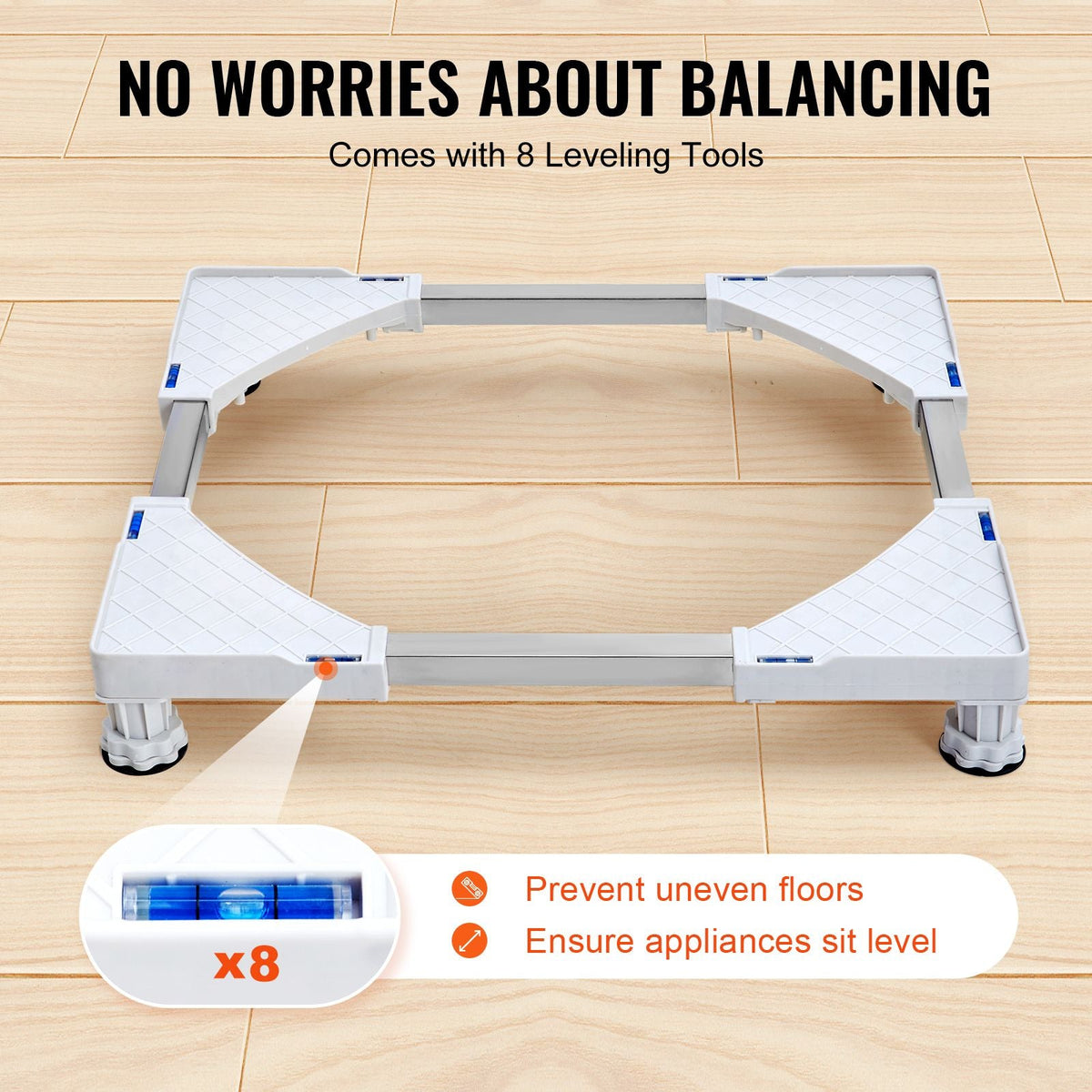 Mini Fridge Stand Universal Laundry Pedestal, Adjustable with 4 Strong Feet, Washing Machine Base Multi-Functional for Washer And Dryer, 15"-24.2"W Expandable