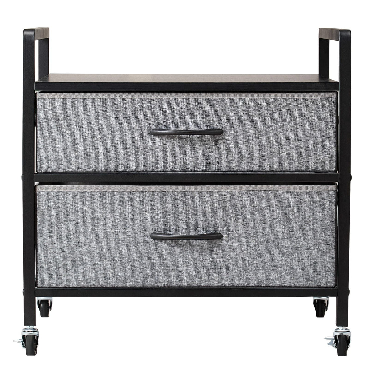 Mini Fridge Stand with Storage, 176 lb-Capacity Mini Fridge Table with 2 Drawers & 4 Swivel Wheels, Mobile Mini Fridge Shelf, Gray Mini Fridge Organizer for Dorm, Apartment, Office, Bedroom