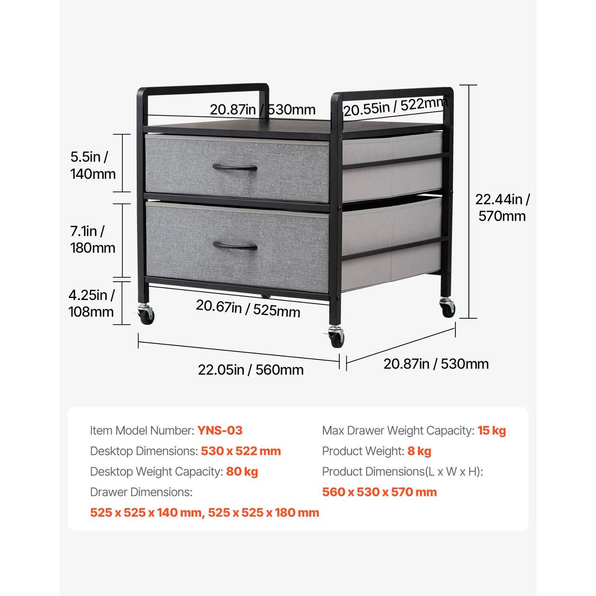Mini Fridge Stand with Storage, 176 lb-Capacity Mini Fridge Table with 2 Drawers & 4 Swivel Wheels, Mobile Mini Fridge Shelf, Gray Mini Fridge Organizer for Dorm, Apartment, Office, Bedroom