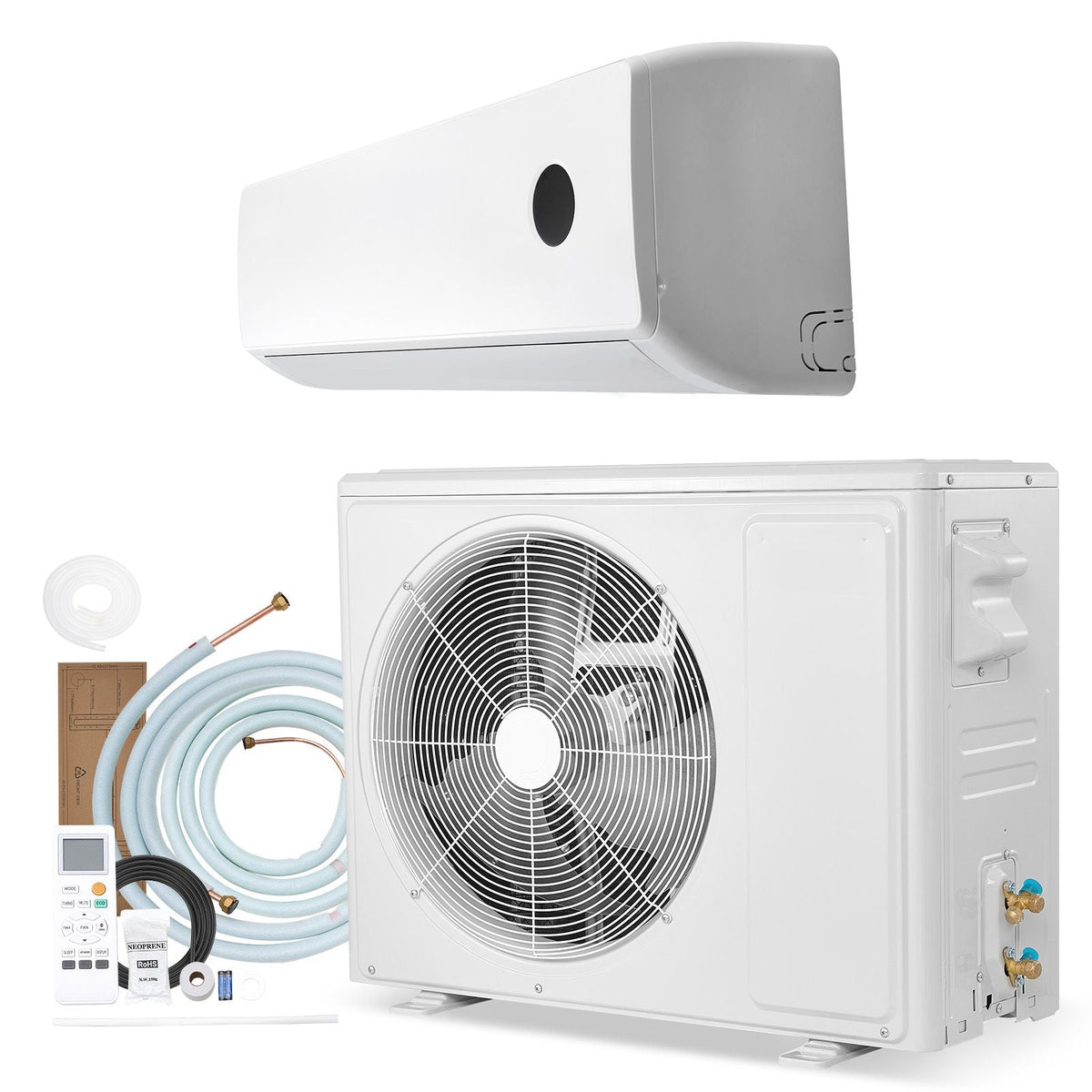 Mini Split Air Conditioner, 18,000 BTU AC / 18,400 BTU Heat, 230V 19 SEER2 High Efficiency Energy Saving, Quiet Inverter System for 1250 Sq.Ft Coverage Area, Easy to Maintain, for Home, Office