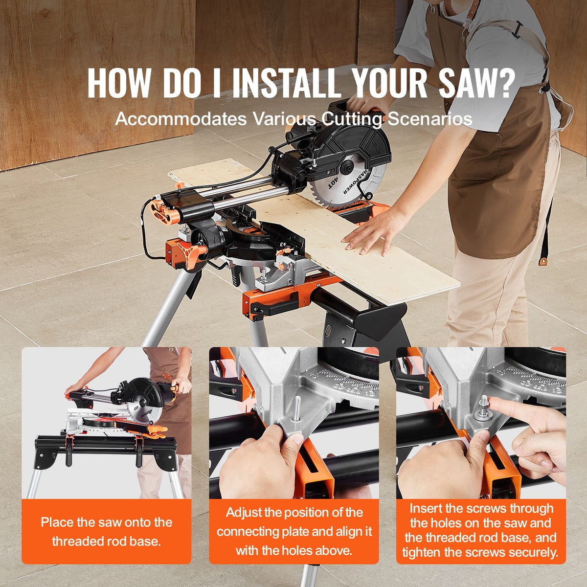 Miter Saw Stand, 330lbs Load Capacity Steel Collapsible Stand for Miter Saw with One-piece Mounting Brackets Clamps, 29.1"-32.9" Adjustable Height, Portable Compact and Folding Miter Saw Stand
