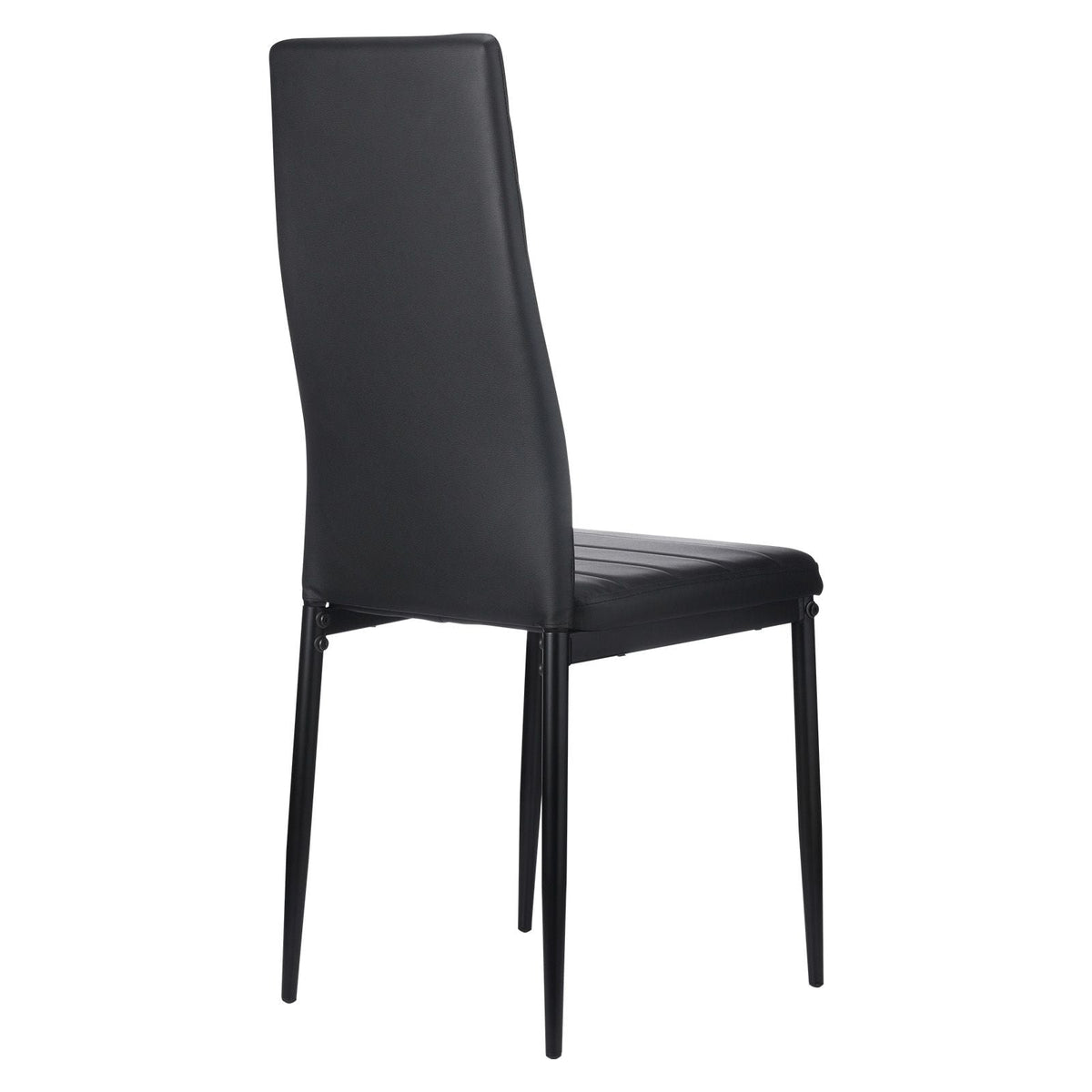Modern Dining Room Accent Chairs Set of 4, Upholstered Leather Side Chair for Dining Tables, Space-Saving Kitchen Table Chair with Thick Cushions and Metal Legs, Black