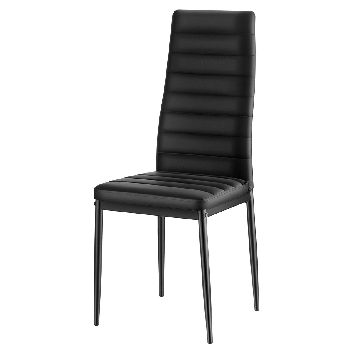 Modern Dining Room Accent Chairs Set of 4, Upholstered Leather Side Chair for Dining Tables, Space-Saving Kitchen Table Chair with Thick Cushions and Metal Legs, Black