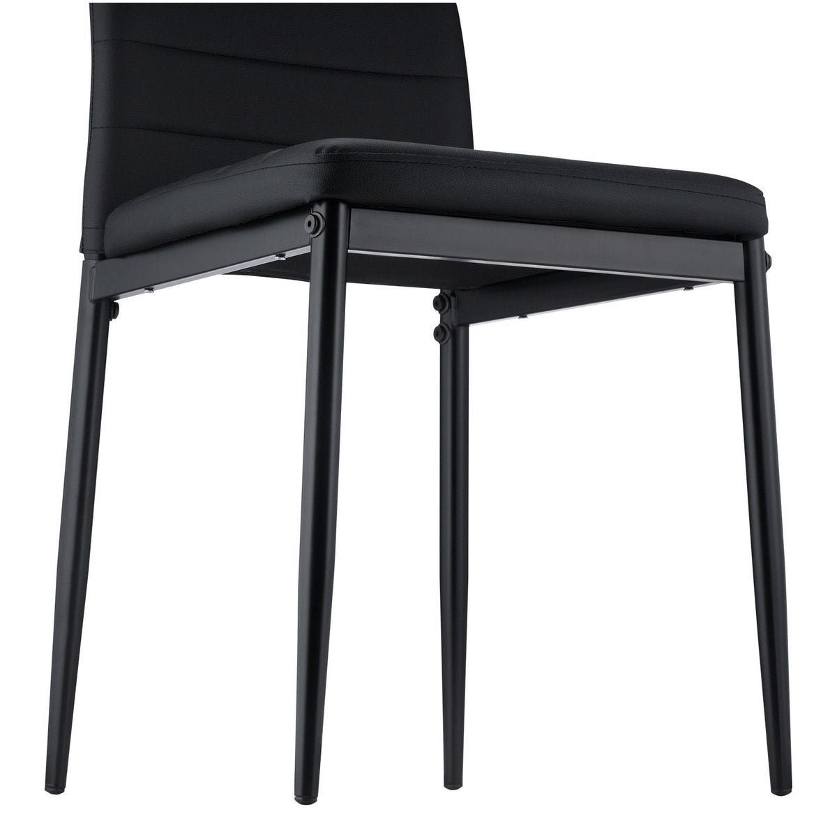 Modern Dining Room Accent Chairs Set of 6, Upholstered Leather Side Chair for Dining Tables, Space-Saving Kitchen Table Chair with Thick Cushions and Metal Legs, Black