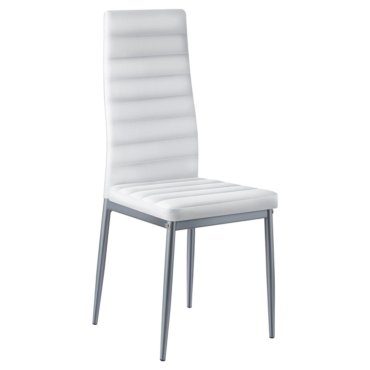 Modern Dining Room Accent Chairs Set of 6, Upholstered Leather Side Chair for Dining Tables, Space-Saving Kitchen Table Chair with Thick Cushions and Metal Legs, White