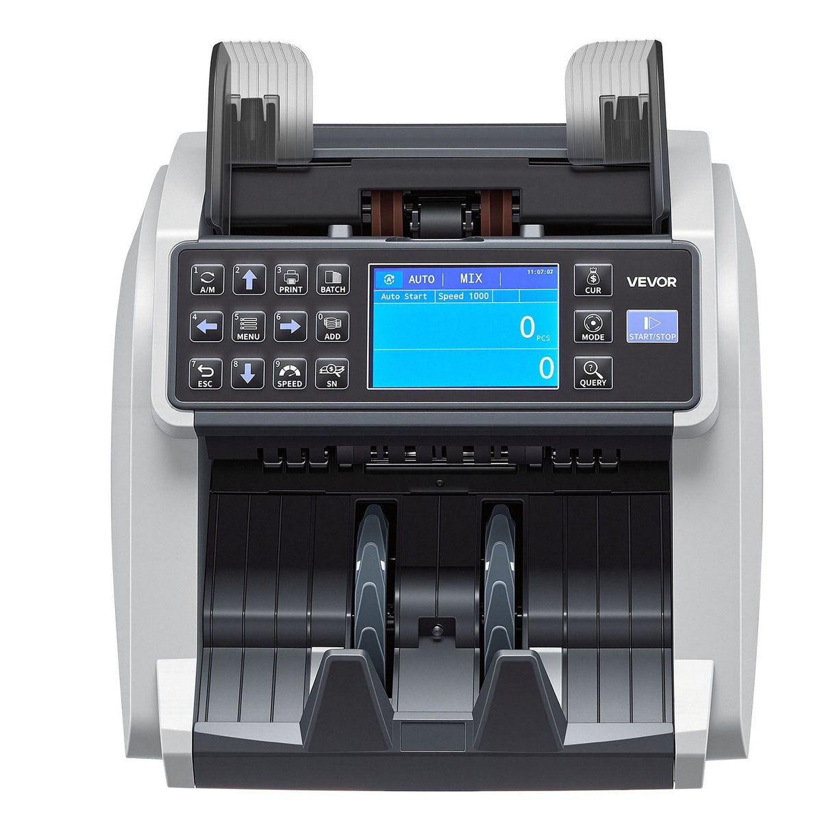 Money Counter Machine, Mixed Denomination Bill Cash Counter with CIS/UV/MG/IR/DD/DBL/HLF/CHN Counterfeit Detection, Multi-Currency Support, Money Counting Machine with External Display