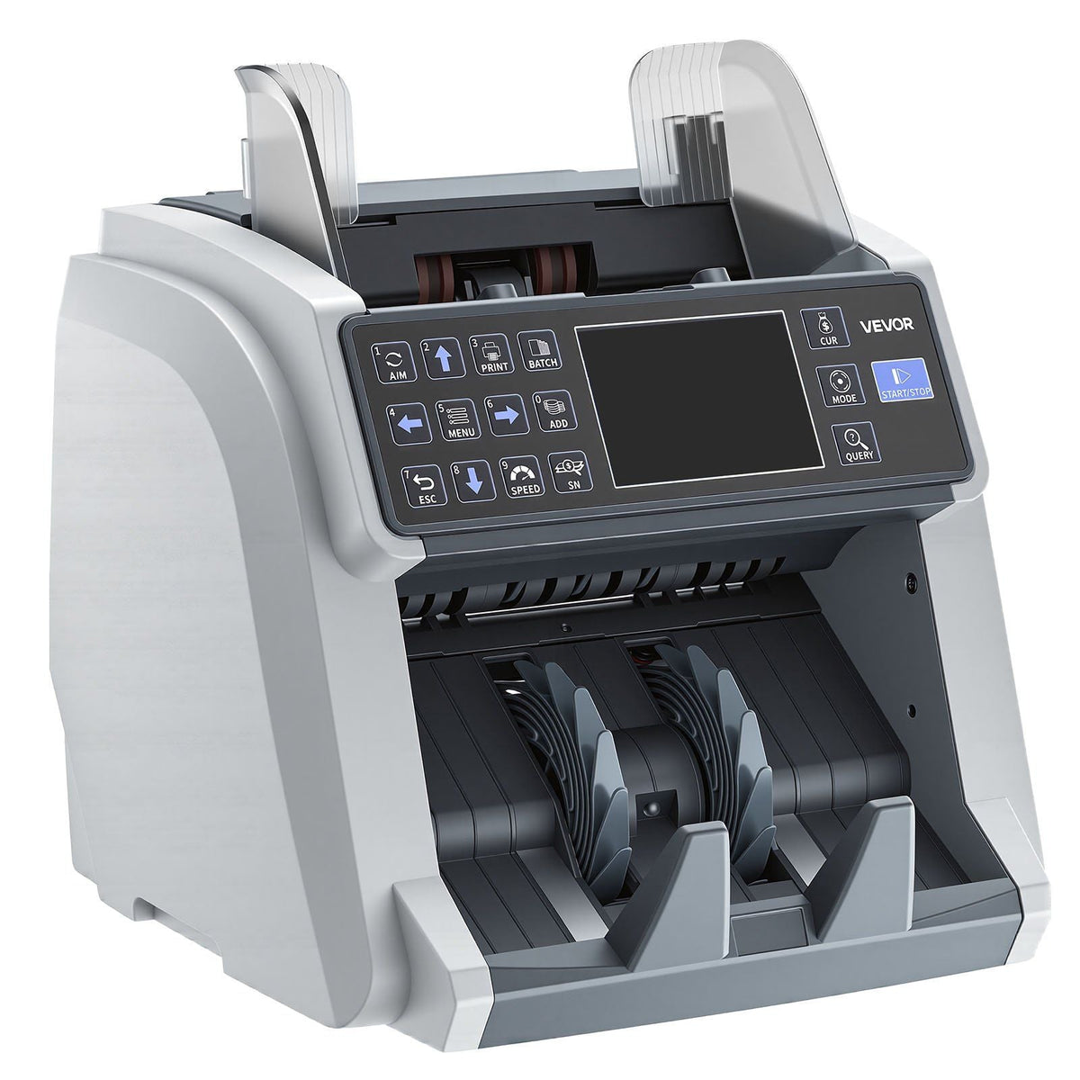 Money Counter Machine, Mixed Denomination Bill Cash Counter with CIS/UV/MG/IR/DD/DBL/HLF/CHN Counterfeit Detection, Multi-Currency Support, Money Counting Machine with External Display