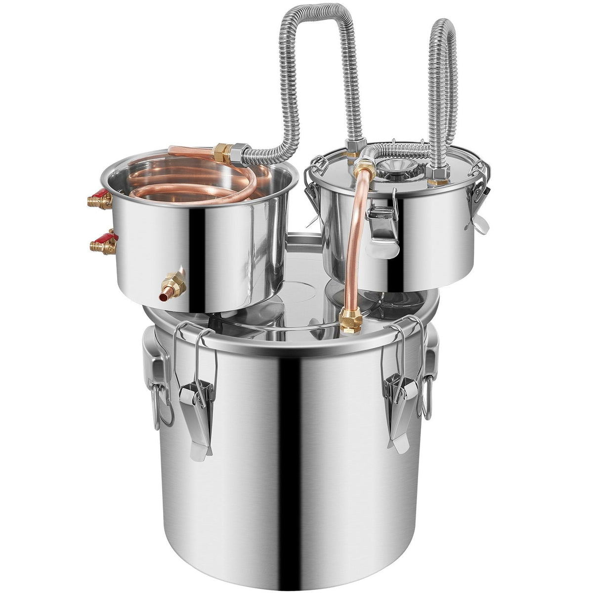 Moonshine Still Distiller 3Gal 12L Stainless Steel Water Distiller Copper Tube with Circulating Pump Home Brewing Kit Build-in Thermometer for DIY Whisky Wine Brandy Spirits