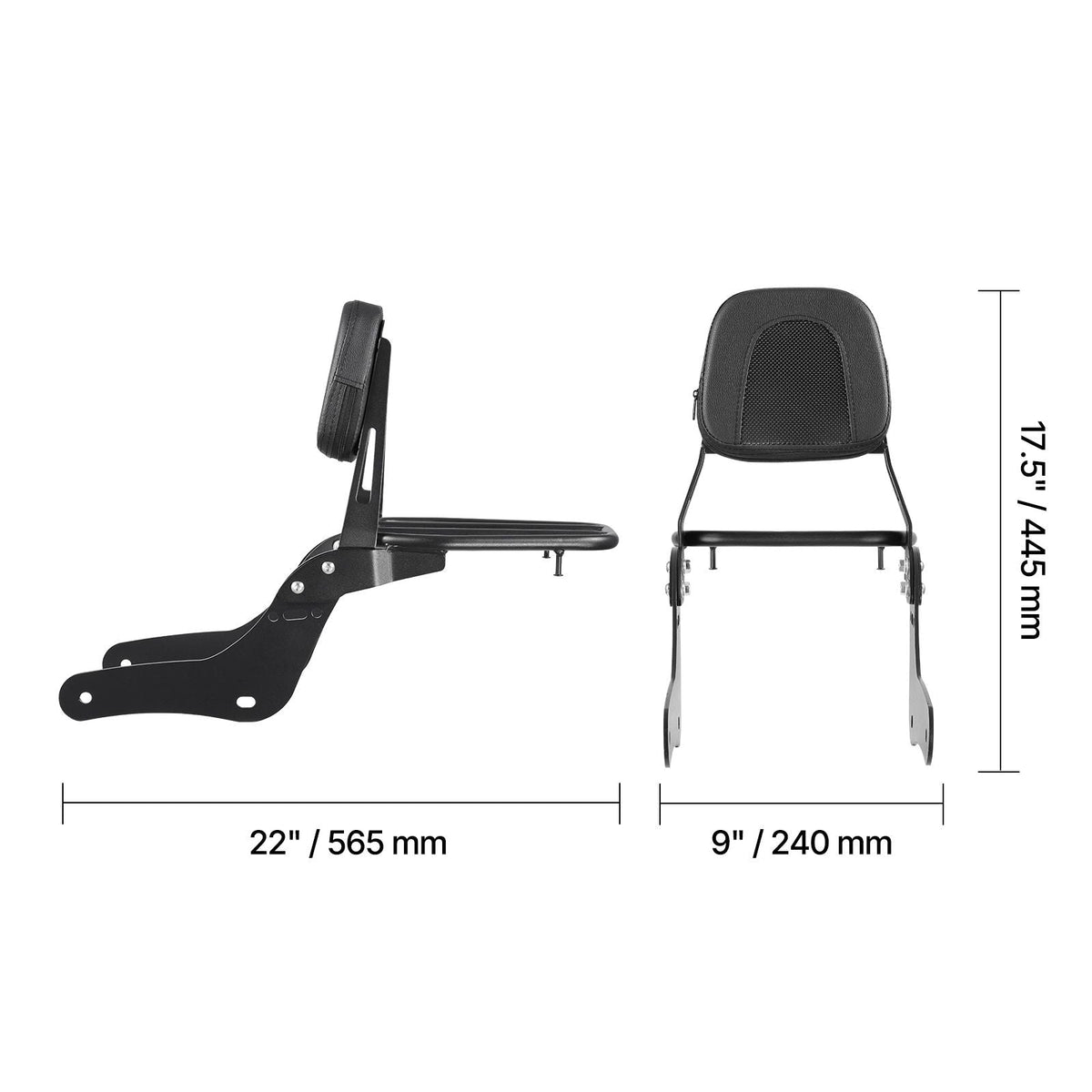 Motorcycle Backrest Sissy Bar with Luggage Rack, Compatible with Honda Rebel CMX 1100 2021-2022, 18-Inch Height, Removable Passenger Backrest, Durable Metal Frame with Leather Pad, Black