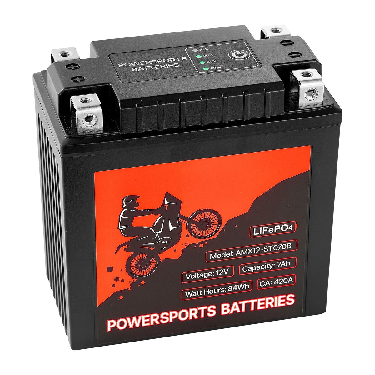 Motorcycle Battery, 12 Volt 7Ah, LiFePO4 Lithium Pre-Charged Powersports Battery, Maintenance Free & High Performance, Compatible with ATV, Motorcycle, Jet Skis, Scooter, UTV, and More