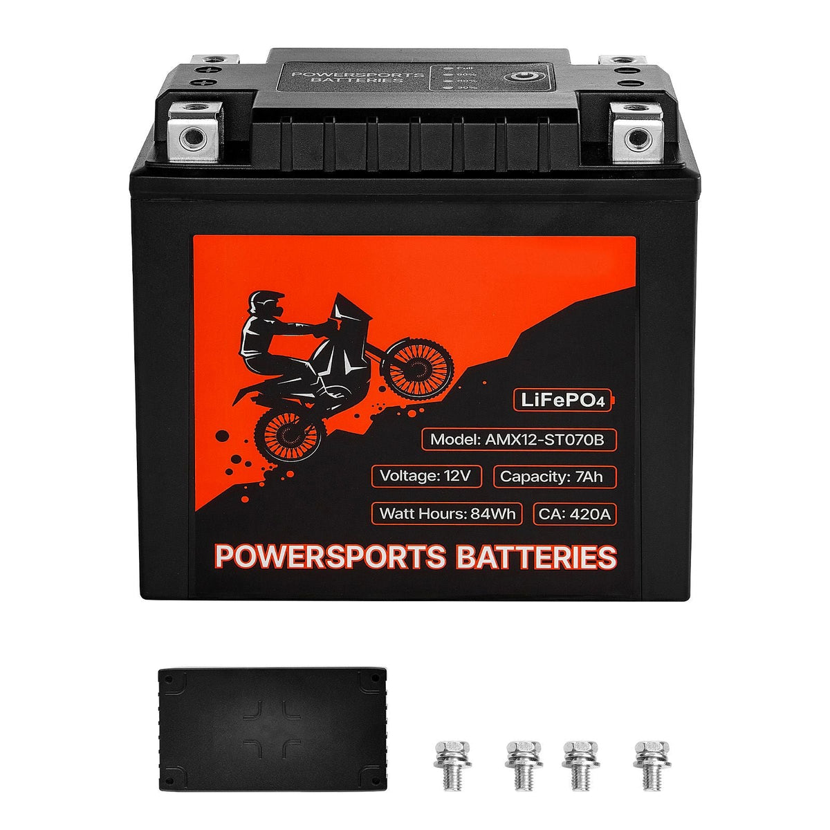 Motorcycle Battery, 12 Volt 7Ah, LiFePO4 Lithium Pre-Charged Powersports Battery, Maintenance Free & High Performance, Compatible with ATV, Motorcycle, Jet Skis, Scooter, UTV, and More