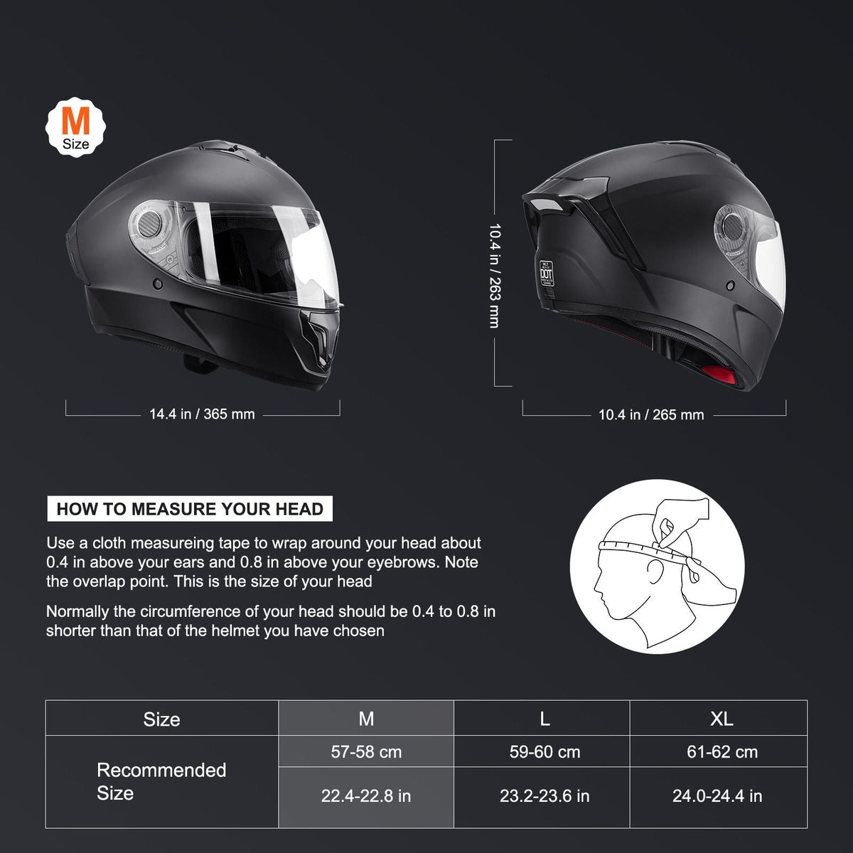 Motorcycle Helmet, Full Face, Smart Street ABS & High Density Helmet with Bluetooth Slot & Interchangeable Lens, DOT Approved Comfortable Motocross Helmet, Fit for Youth & Adults