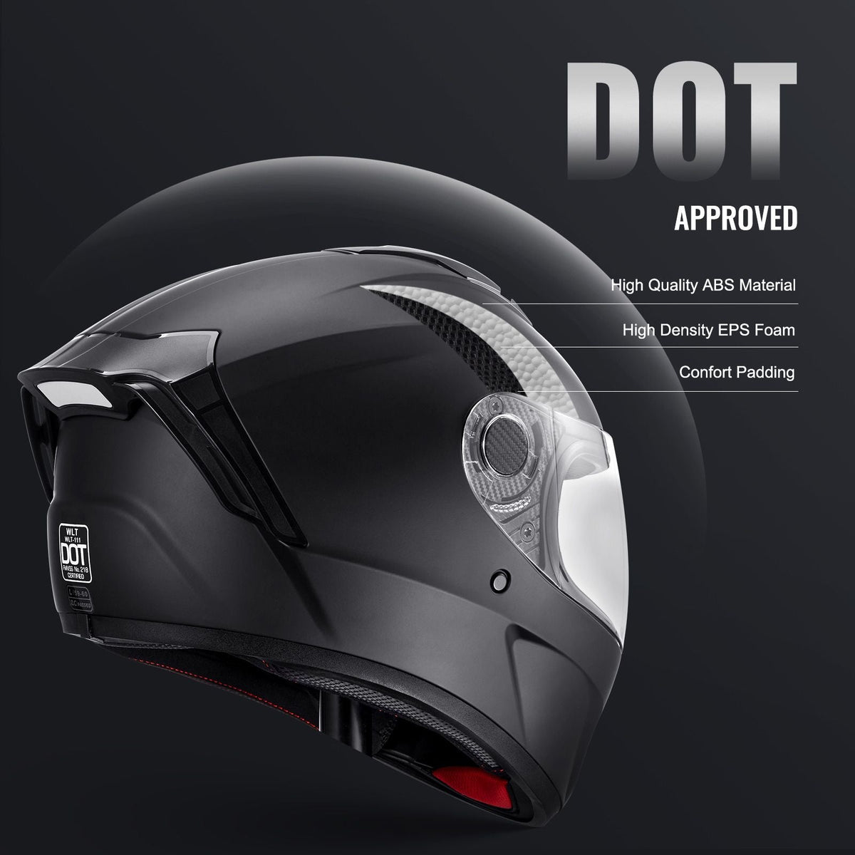 Motorcycle Helmet, Full Face, Smart Street ABS & High Density Helmet with Bluetooth Slot & Interchangeable Lens, DOT Approved Comfortable Motocross Helmet, Fit for Youth & Adults