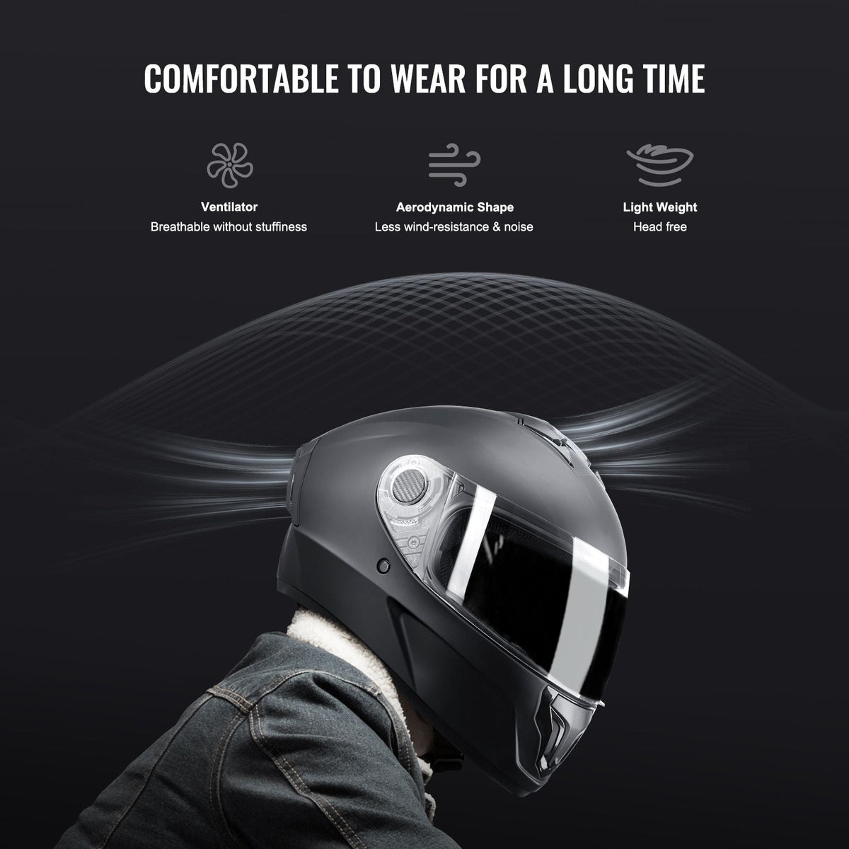 Motorcycle Helmet, Full Face, Smart Street ABS & High Density Helmet with Bluetooth Slot & Interchangeable Lens, DOT Approved Comfortable Motocross Helmet, Fit for Youth & Adults