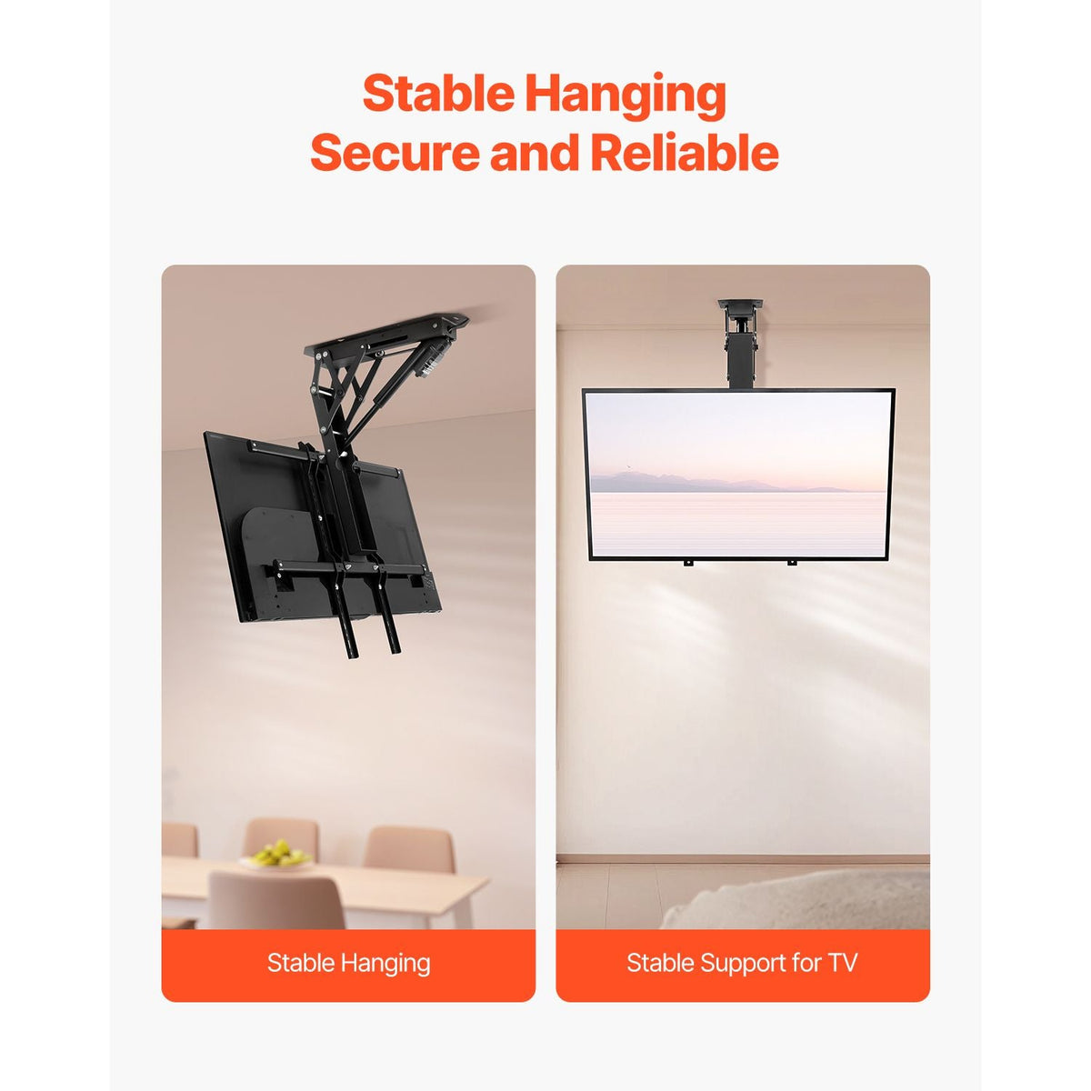Motorized Ceiling TV Mount, TV Wall Mount for 32 to 65 Inch TV, Electric Adjustable Ceiling TV Mount, Motorized Flip Down TV Mount Bracket with Max VESA 24 x 24 in, Fits TVs Up to 88 lbs