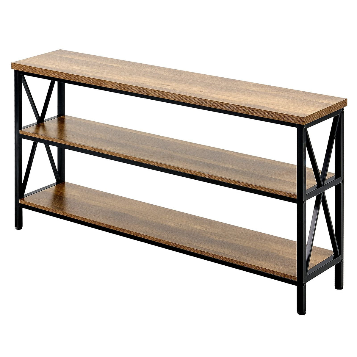 Narrow Console Sofa Table, 55.1 inches Behind Couch Table, 3-Tier Long Entryway Table and Skinny Hallway Table, Narrow Sofa Table with Metal Frame, for Entryway, Hallway, Living Room & Bedroom