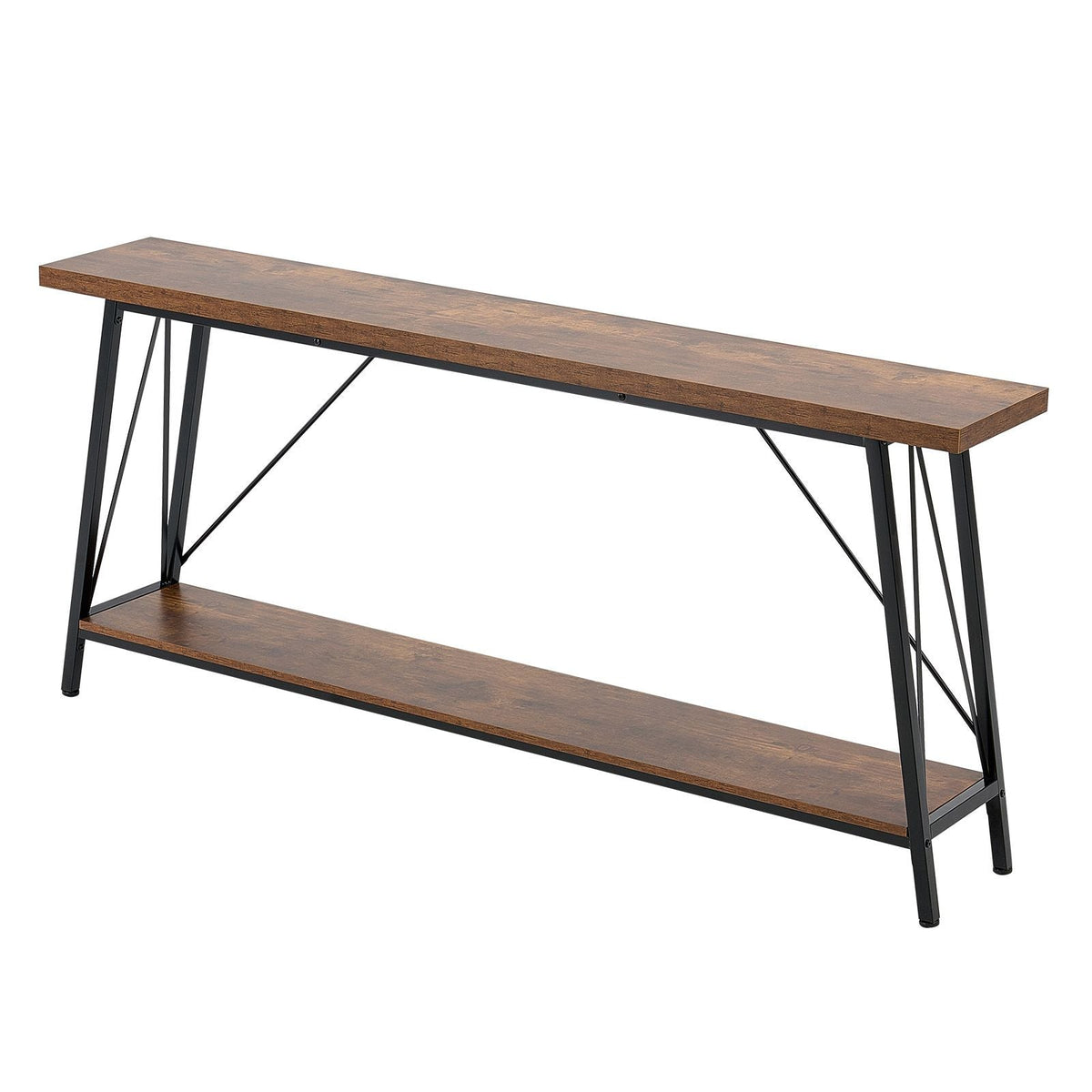 Narrow Console Sofa Table, 70.9 inches Behind Couch Table, 2-Tier Long Entryway Table and Skinny Hallway Table, Narrow Sofa Table with Metal Frame, for Entryway, Hallway, Living Room & Bedroom