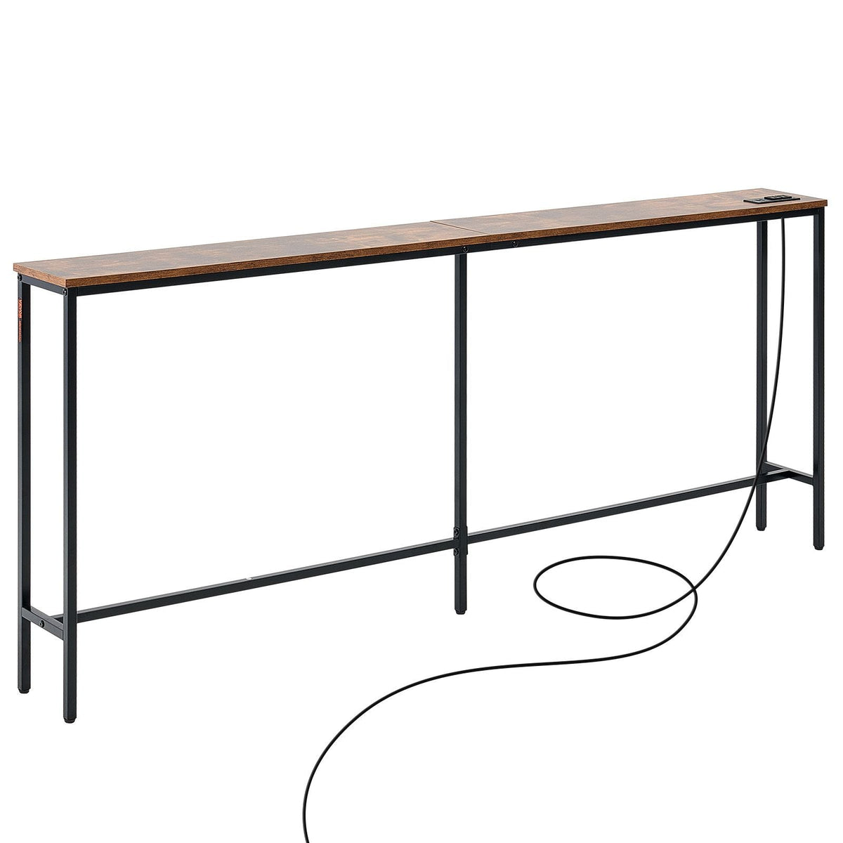 Narrow Console Table, 70.9" Behind Couch Table with Power Outlets, 1-Tier Long Entryway Table, Narrow Sofa Table with Metal Frame and Charge Station, for Entryway, Hallway, Living Room