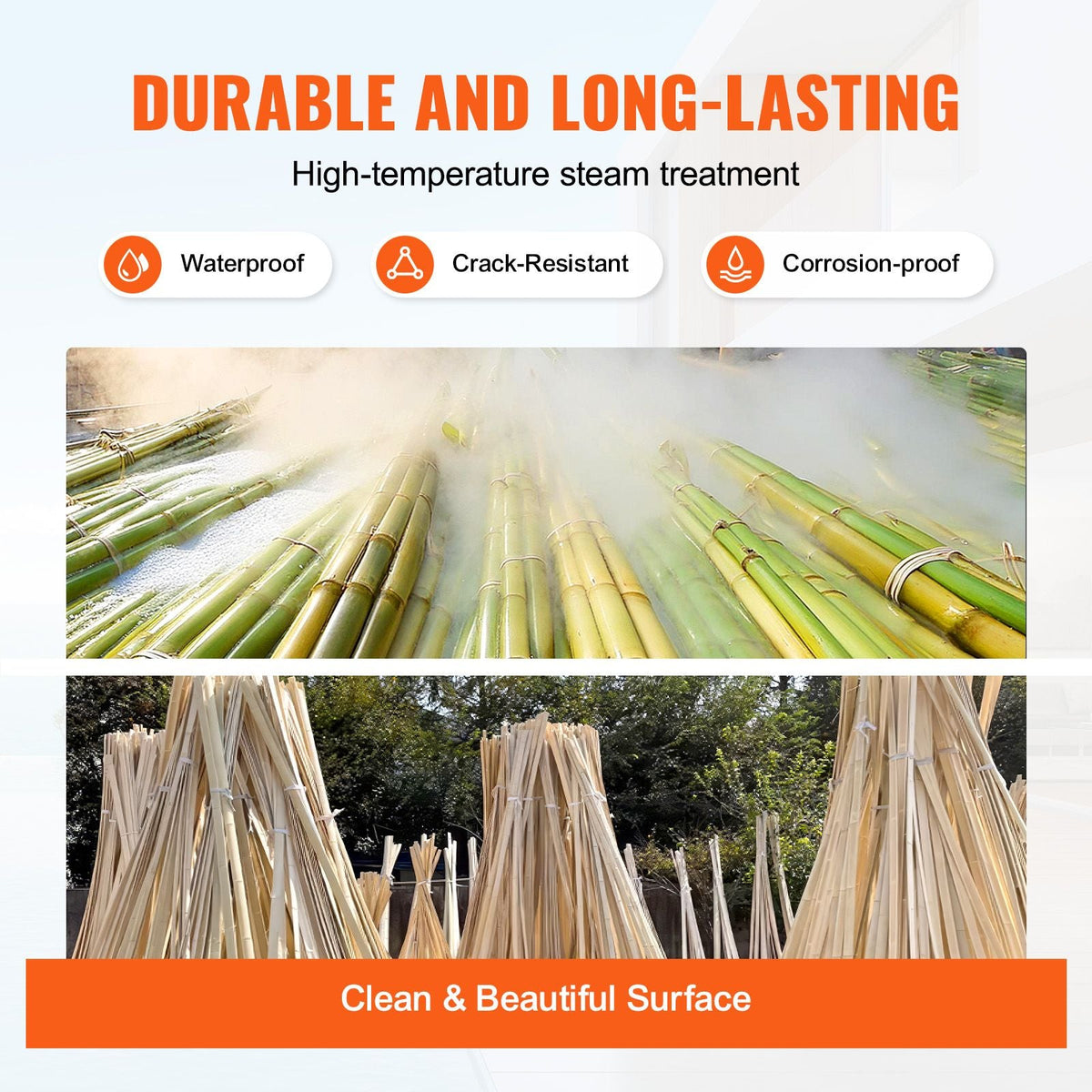Natural Bamboo Privacy Fence Screen, Eco-Friendly Privacy Bamboo Slat Fence, 6 ft H x 16 ft L Decorative Bamboo Screen Panel, for Garden, Backyard, Balcony, Patio, Pool Side