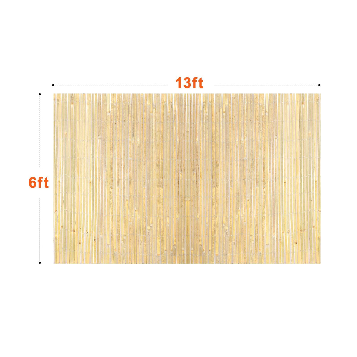 Natural Bamboo Privacy Fence Screen, Eco-Friendly Privacy Bamboo Slat Fence, 6 ft H x 16 ft L Decorative Bamboo Screen Panel, for Garden, Backyard, Balcony, Patio, Pool Side
