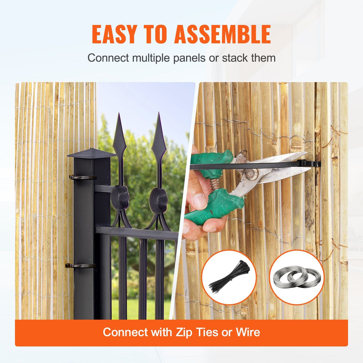 Natural Bamboo Slat Screening, Eco-Friendly Privacy Bamboo Slat Fence, 3 ft H x 19.6 ft L Decorative Bamboo Screen Panel, for Garden, Backyard, Balcony, Patio, Pool Side