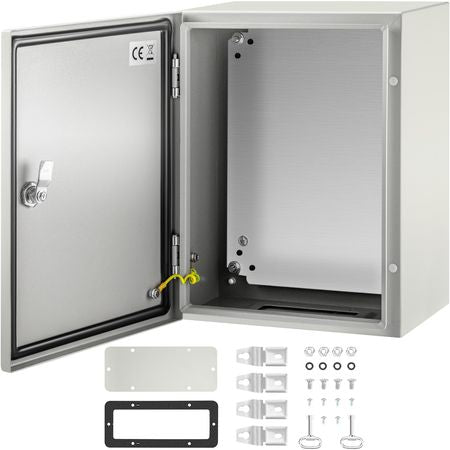 NEMA Steel Case, Dimensions 16x12x8 inches, NEMA 4X Steel Electric Enclosure, IP66 Rated for Water and Dust Resistance, Suitable for Both Outdoor and Indoor Use, Includes Mounting Plate