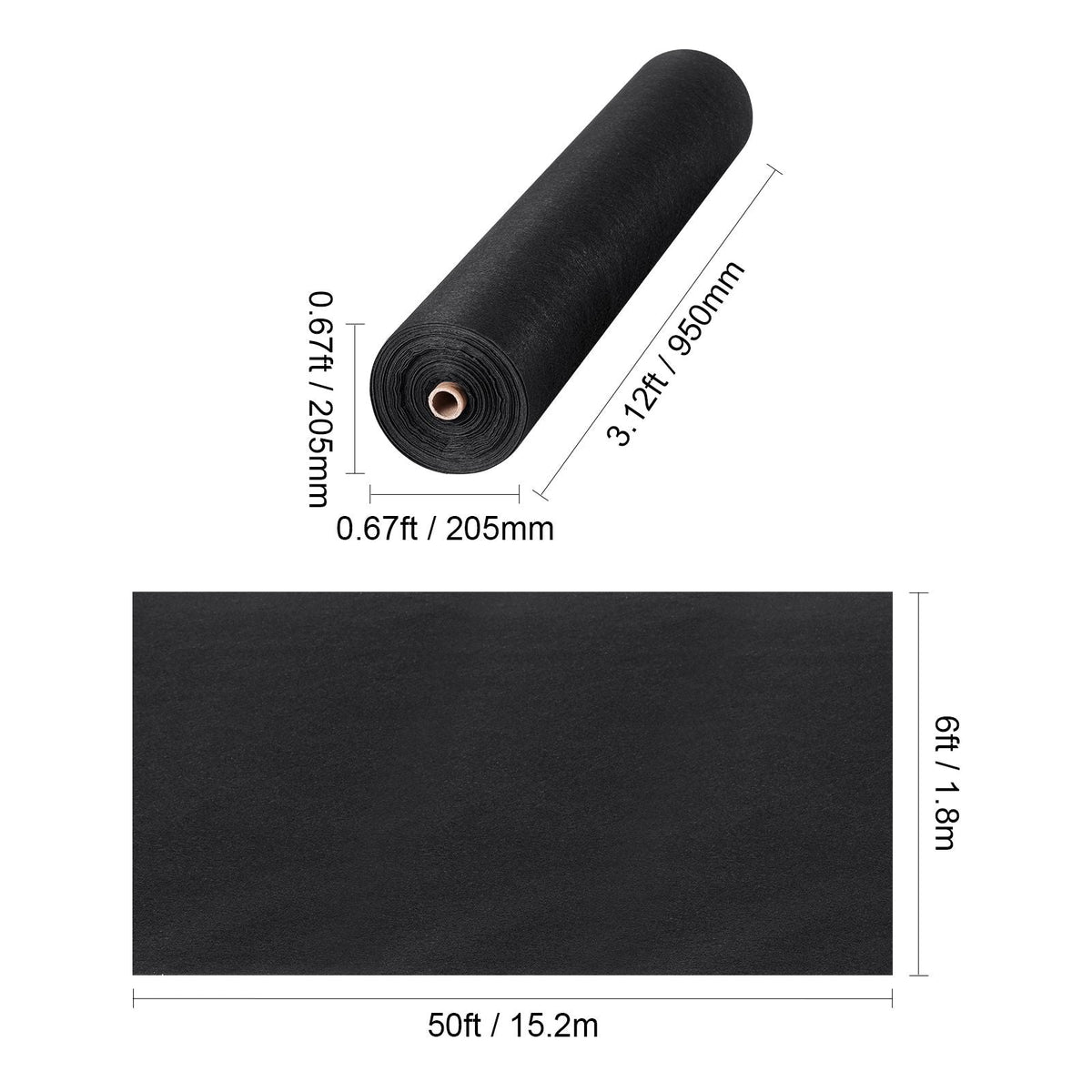 Non Woven Geotextile Fabric Under Gravel, 6x50FT 8OZ Driveway Fabric Landscape Fabric, Heavy Duty Weed Barrier Fabric, Ground Cover Weed Control Fabric, French Drains Drainage Fabric, Black