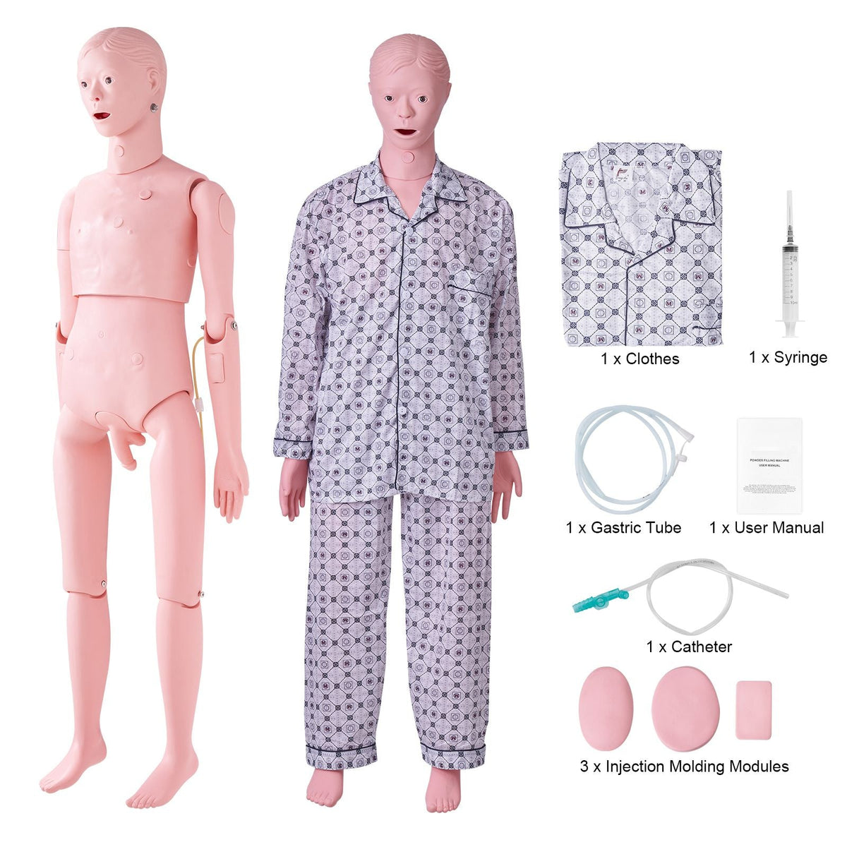 Nursing Training Manikin, Male Life Size Demonstration Human Manikin for Nursing Training, Multifunctional Education Teaching Model Supplies, PVC Anatomical Mannequin Body Care Simulator Model