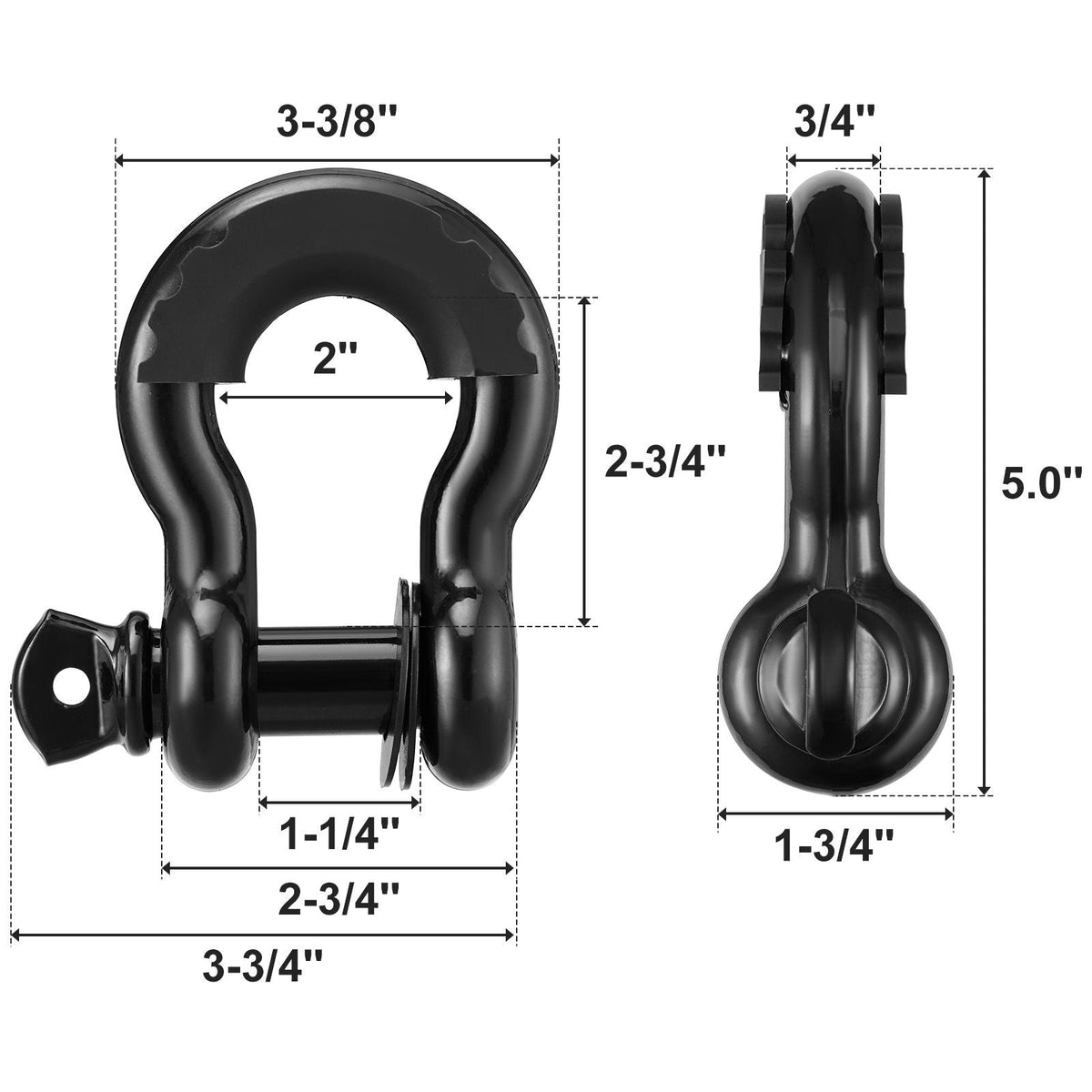Off-Road Recovery Kit, 3" x 30', Heavy Duty Winch Recovery Kit with 30,000 lbs Tow Strap, 44,092 lbs D-Ring Shackles, Shackle Receiver and Storage Bag, for ATVs, Jeeps, Off-Road Vehicles, Trucks