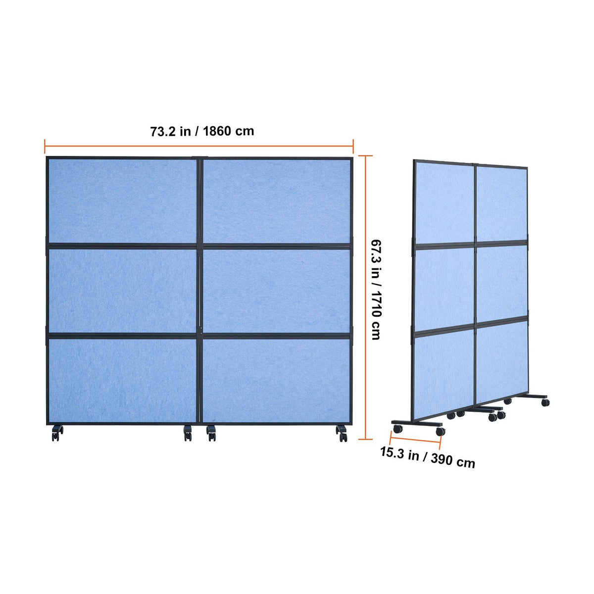 Office Divider, 2 Panel Office Partition, Freestanding Office Divider Wall Partition & Privacy Divider Reduce Noise and Room Separation, Light Blue