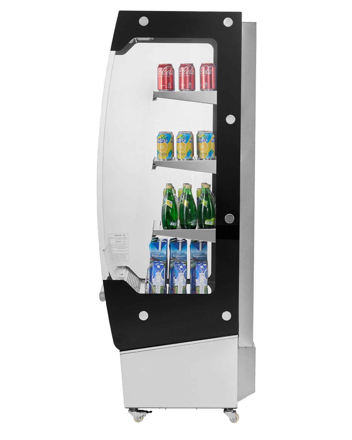 Open Air Merchandiser, 3-Tier Shelving Commercial Refrigerator, Grab and Go Display Cooler Refrigerator with Air Curtain, 4 Swivel Wheels, LED Light, for Restaurants, Stores, Office, 7.8cu.ft.