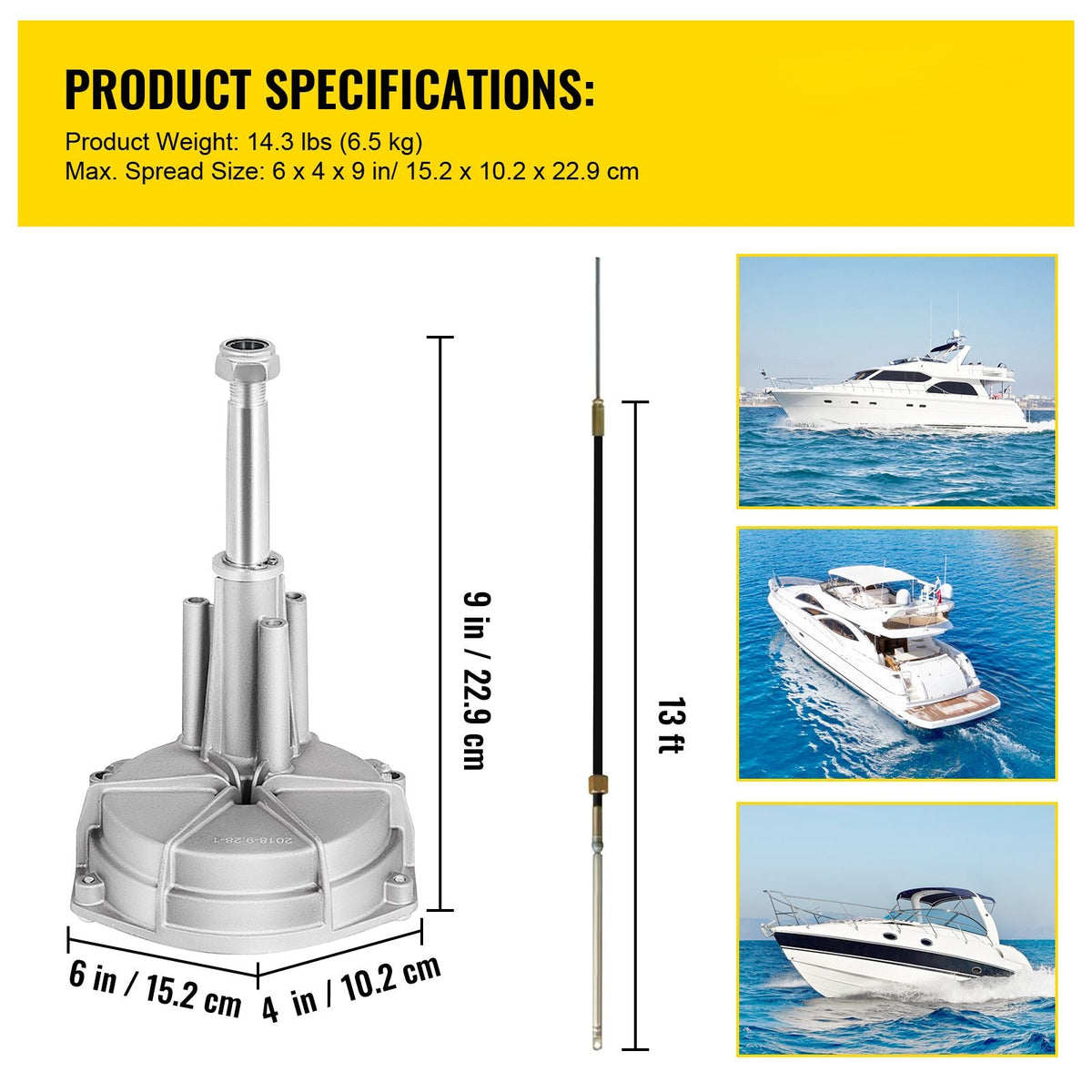 Outboard Boat Steering With 13' Steering Cable Marine Steering System 3/4'' Shaft