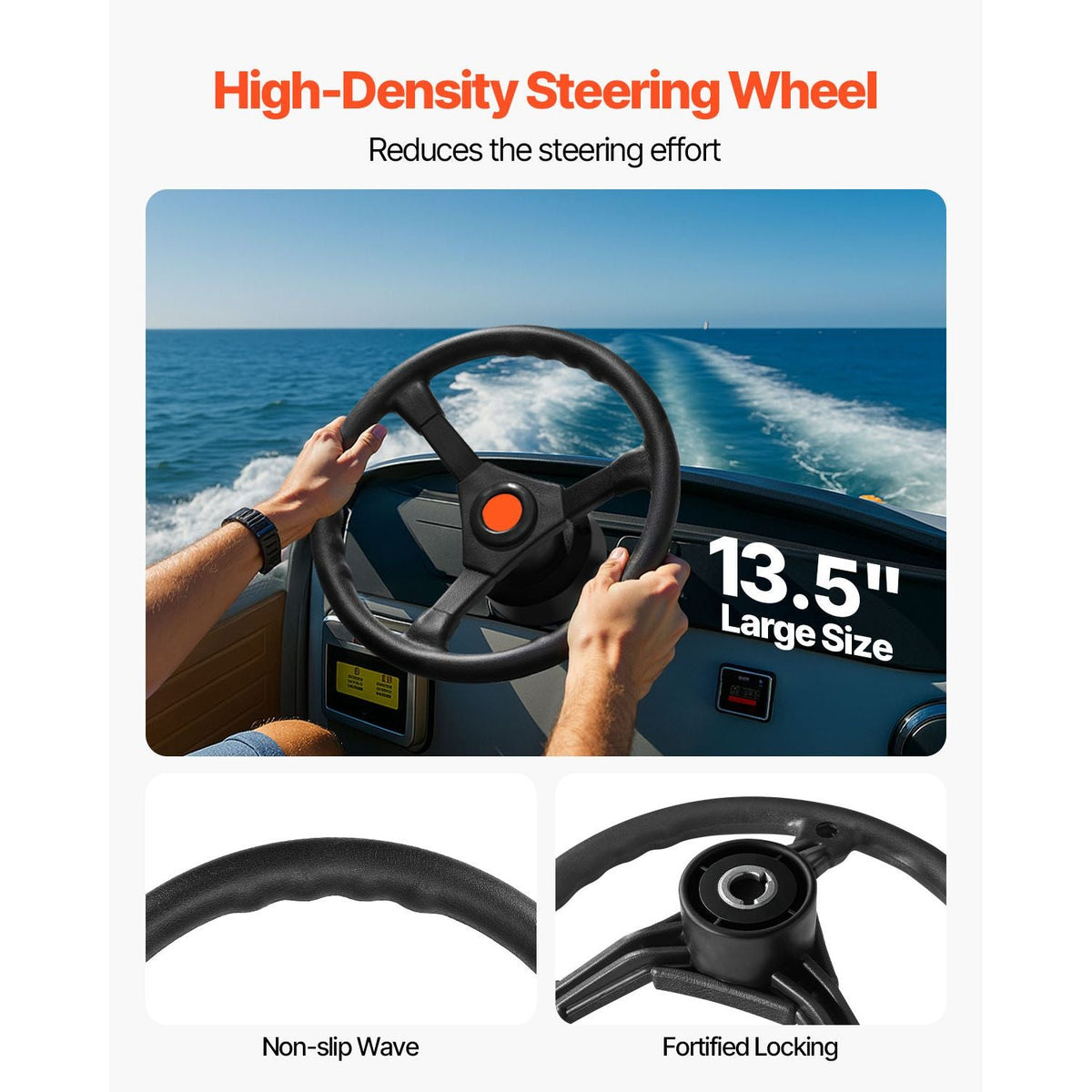 Outboard Steering System 13\' Outboard Rotary Steering System 13 Feet Boat Steering Cable with 13\" Wheel Durable Marine Steering System