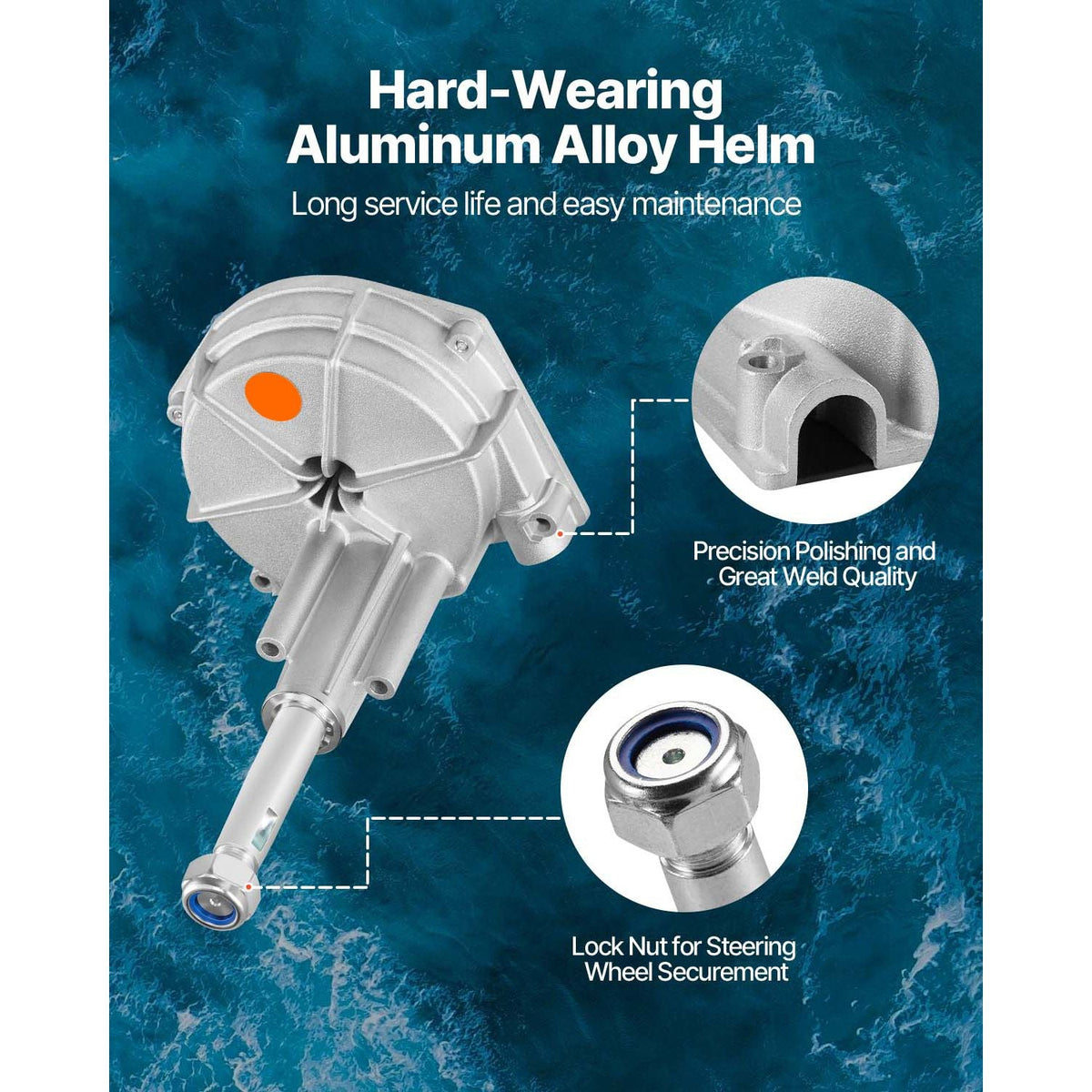 Outboard Steering System SS13715 Safe-T Quick Connect Rotary Steering System 15' Steering Cable With 13" Wheel Durable Marine Steering System