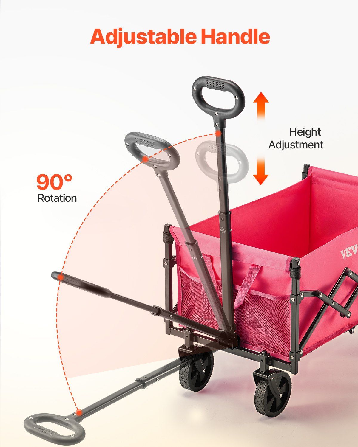 Outdoor Collapsible Wagon Carts 120L& 225LBS Heavy Duty Folding Garden Cart Pink
