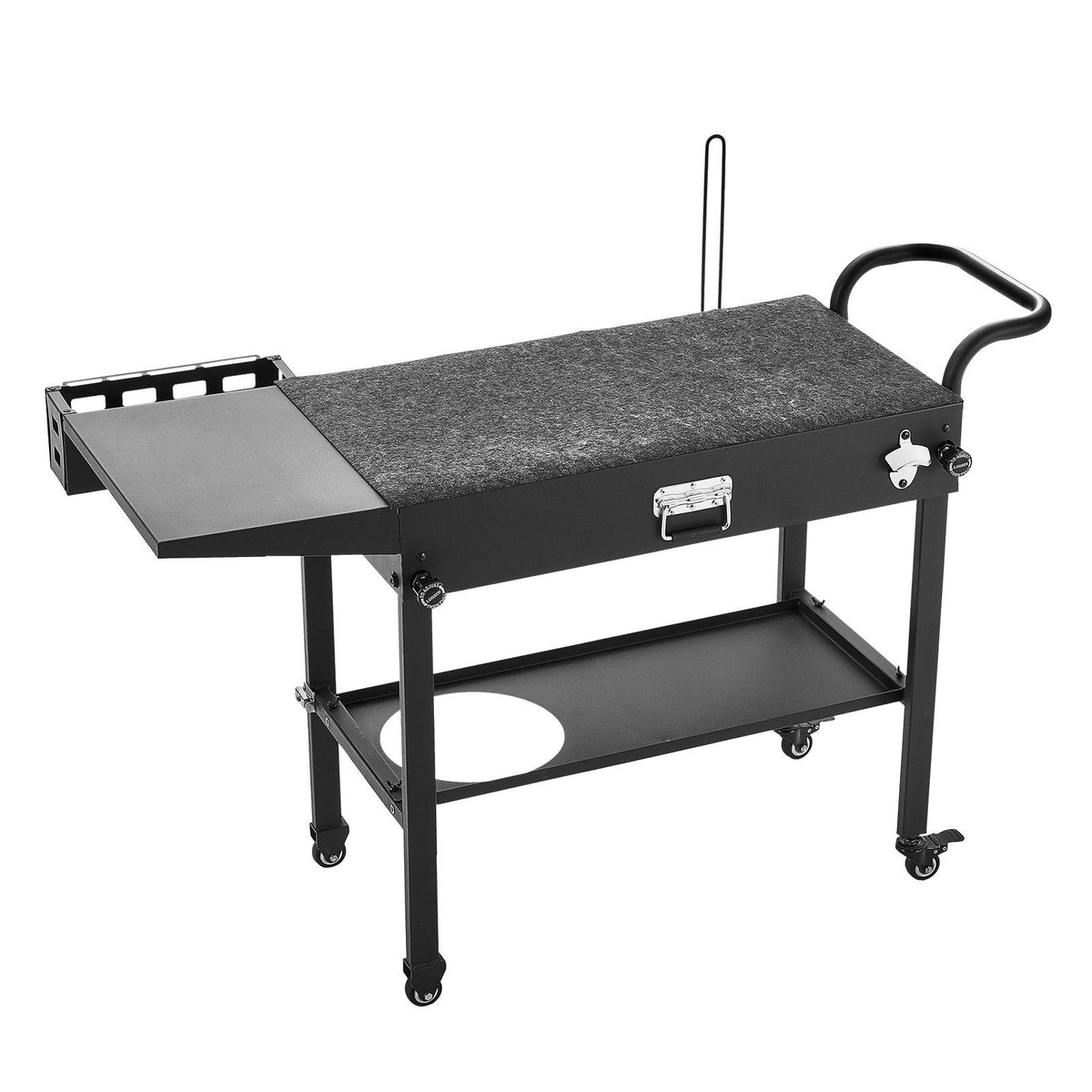 Outdoor Grill Cart, 31.0 x 17.0 inch Tabletop Size Grilling Table, Foldable Outdoor Cooking Table with Tissue Holder, Hooks, Wheels, Side Table, BBQ Prep Tables for Picnic, Kitchen, Courtyard