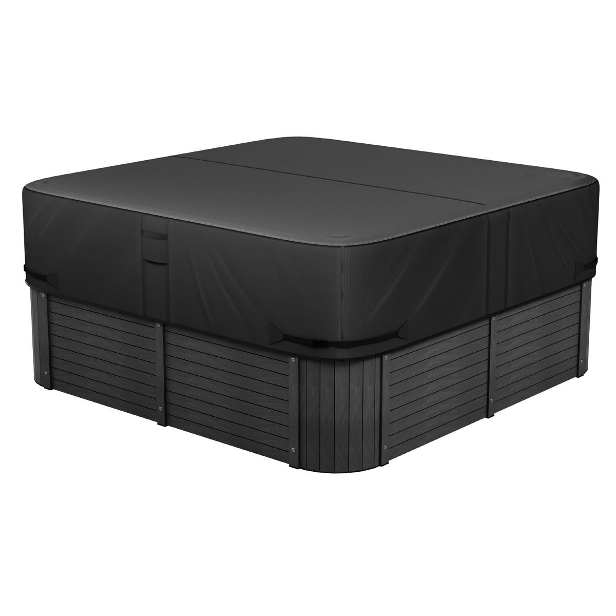 Outdoor Hot Tub Cover, 80 x 80 x 20 Inch Weatherproof and Waterproof Hot Tub Cover Protector, 600D Heavy Duty Oxford Fabric and 950N Tearing Strength, Square Spa Covers for Hottub, Black