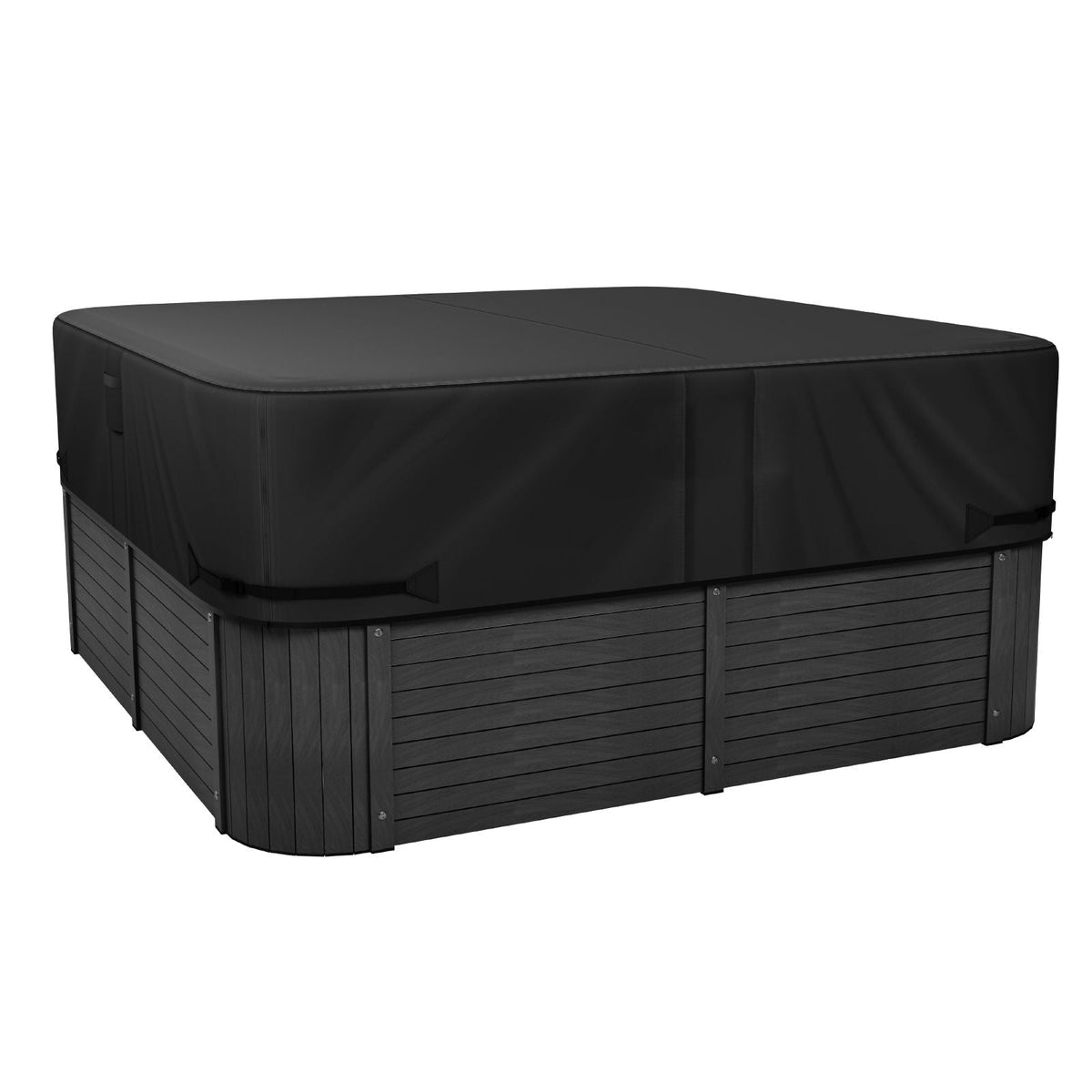 Outdoor Hot Tub Cover, 80 x 80 x 20 Inch Weatherproof and Waterproof Hot Tub Cover Protector, 600D Heavy Duty Oxford Fabric and 950N Tearing Strength, Square Spa Covers for Hottub, Black