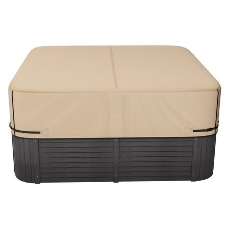 Outdoor Hot Tub Cover, 85 x 85 x 20 Inch Weatherproof and Waterproof Hot Tub Cover Protector, 600D Heavy Duty Oxford Fabric and 950N Tearing Strength, Square Spa Covers for Hottub, Brown