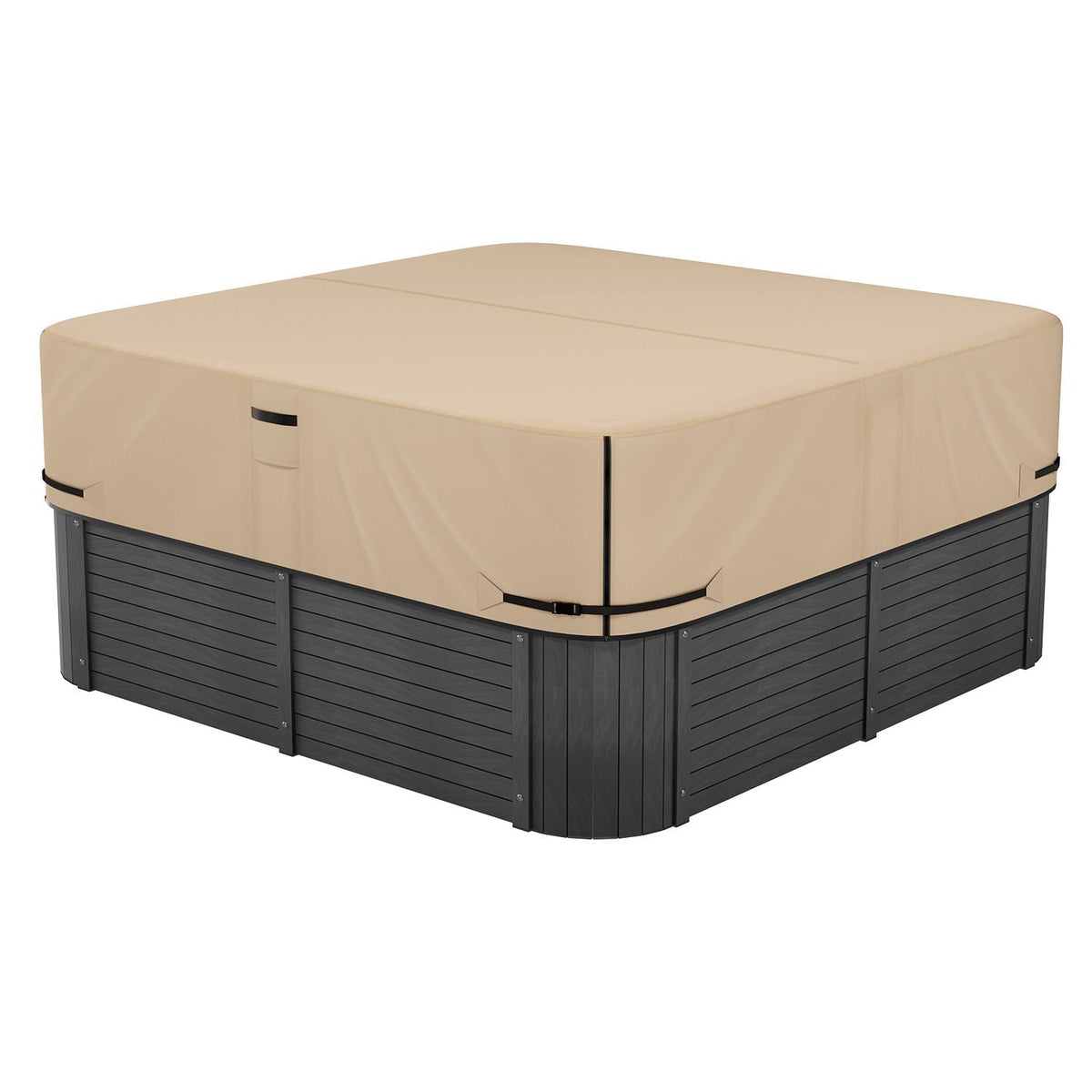 Outdoor Hot Tub Cover, 85 x 85 x 20 Inch Weatherproof and Waterproof Hot Tub Cover Protector, 600D Heavy Duty Oxford Fabric and 950N Tearing Strength, Square Spa Covers for Hottub, Brown