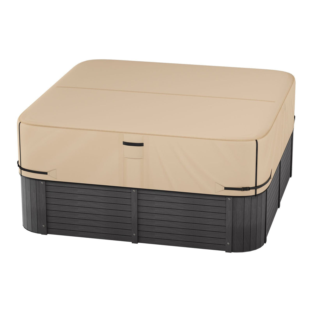 Outdoor Hot Tub Cover, 85 x 85 x 20 Inch Weatherproof and Waterproof Hot Tub Cover Protector, 600D Heavy Duty Oxford Fabric and 950N Tearing Strength, Square Spa Covers for Hottub, Brown
