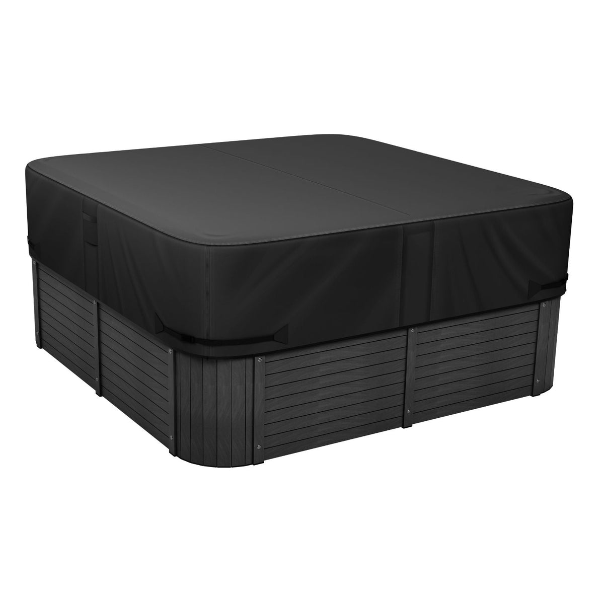 Outdoor Hot Tub Cover, 93 x 93 x 20 Inch Weatherproof and Waterproof Hot Tub Cover Protector, 600D Heavy Duty Oxford Fabric and 950N Tearing Strength, Square Spa Covers for Hottub, Black