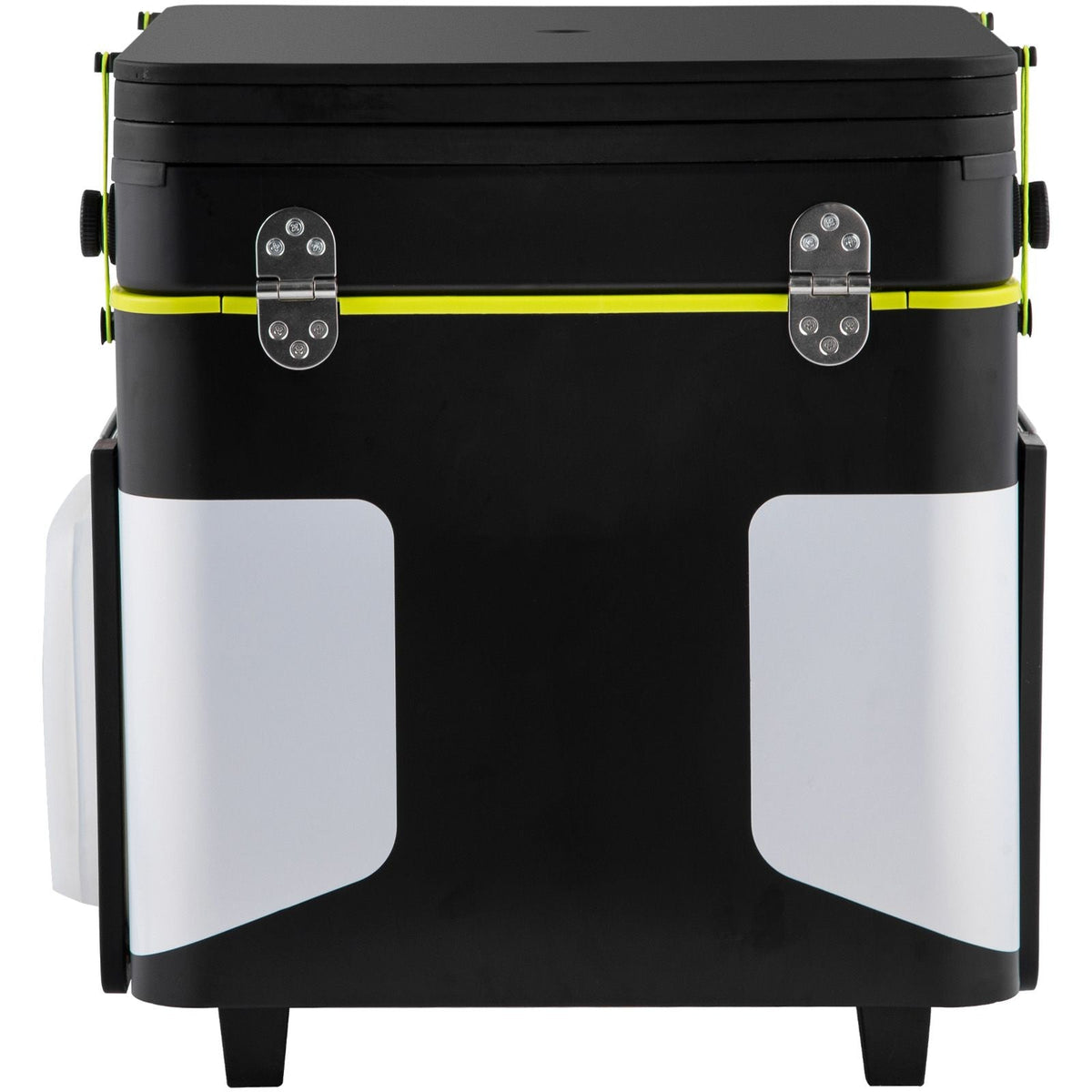 Outdoor Mobile Kitchen, Portable Multifunctional Camp Box with Wheels All in One Integrated Cooking Station with Windproof Stove, Folding Tables Storage Organizer, Black