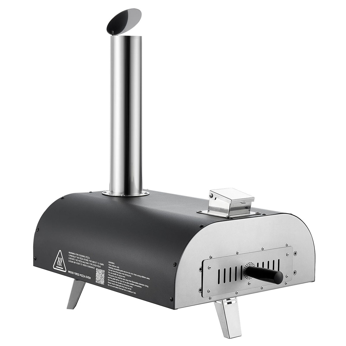 Outdoor Pizza Oven, 12 Inch Wood Fired Pizza Ovens, Pellet Pizza-Stove with Thermometer, Portable Pizza-Maker for Outside Backyard Patio Camping, Pizza-Stone, Carry Bag, Shovel, Black
