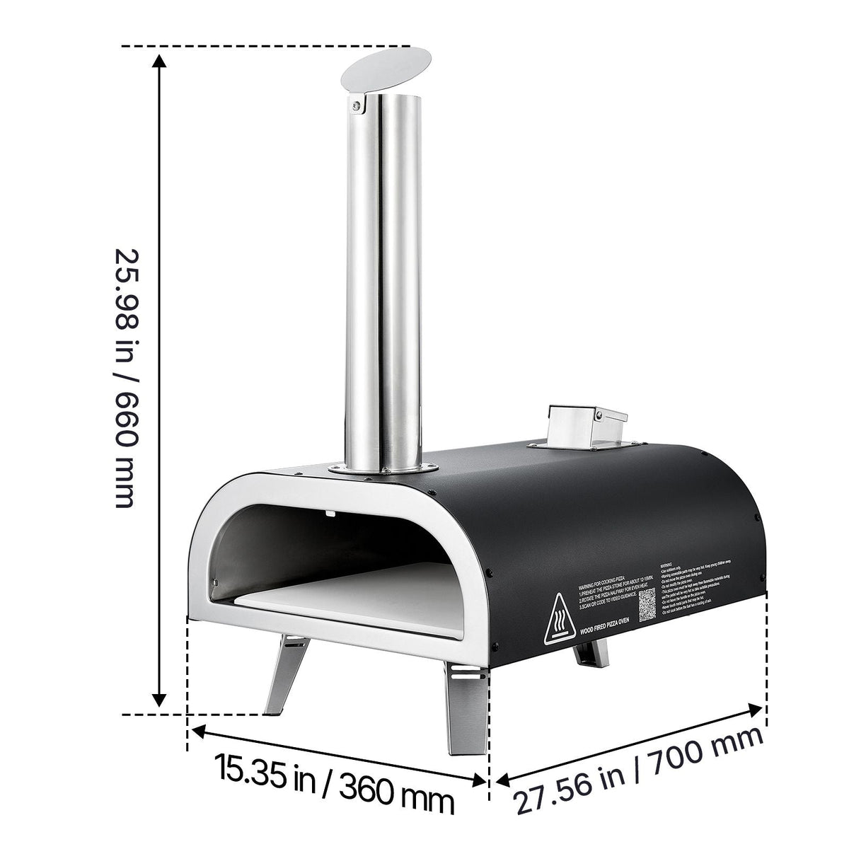 Outdoor Pizza Oven, 12 Inch Wood Fired Pizza Ovens, Pellet Pizza-Stove with Thermometer, Portable Pizza-Maker for Outside Backyard Patio Camping, Pizza-Stone, Carry Bag, Shovel, Black