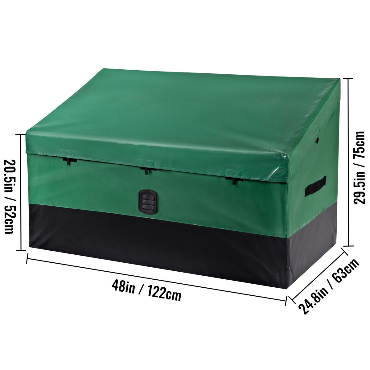 Outdoor Storage Box, 100 Gallon Waterproof PE Tarpaulin Deck Box with Galvanized Frame, All-Weather Protection & Portable, for Camping, Garden, Poolside, and Yard, Brown & Blue