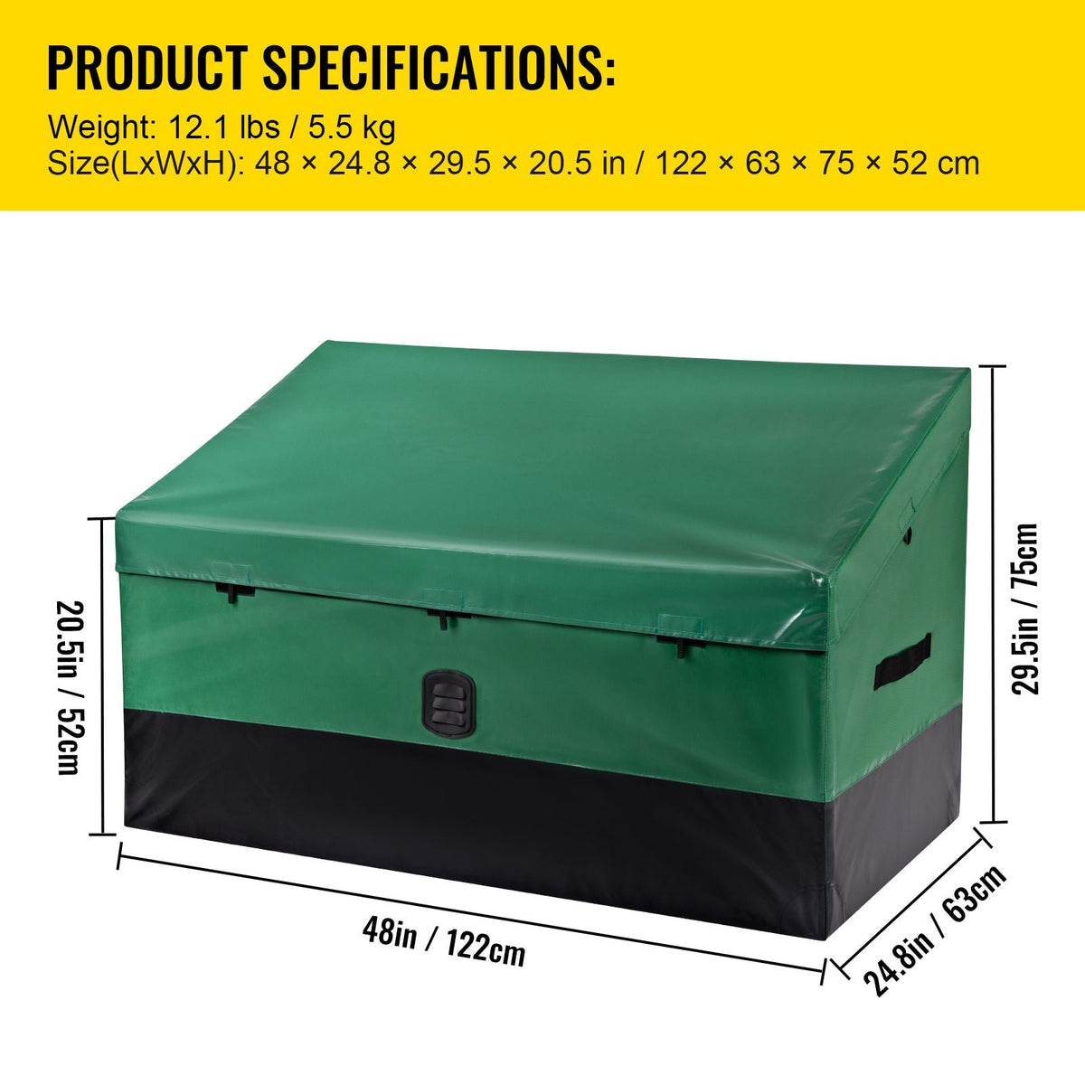 Outdoor Storage Box, 100 Gallon Waterproof PE Tarpaulin Deck Box with Galvanized Frame, All-Weather Protection & Portable, for Camping, Garden, Poolside, and Yard, Brown & Blue