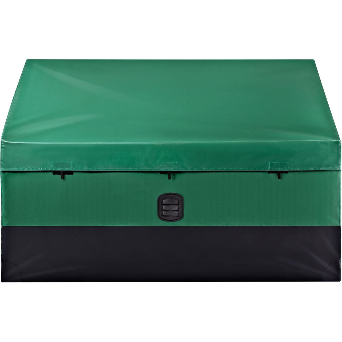 Outdoor Storage Box, 100 Gallon Waterproof PE Tarpaulin Deck Box with Galvanized Frame, All-Weather Protection & Portable, for Camping, Garden, Poolside, and Yard, Brown & Blue
