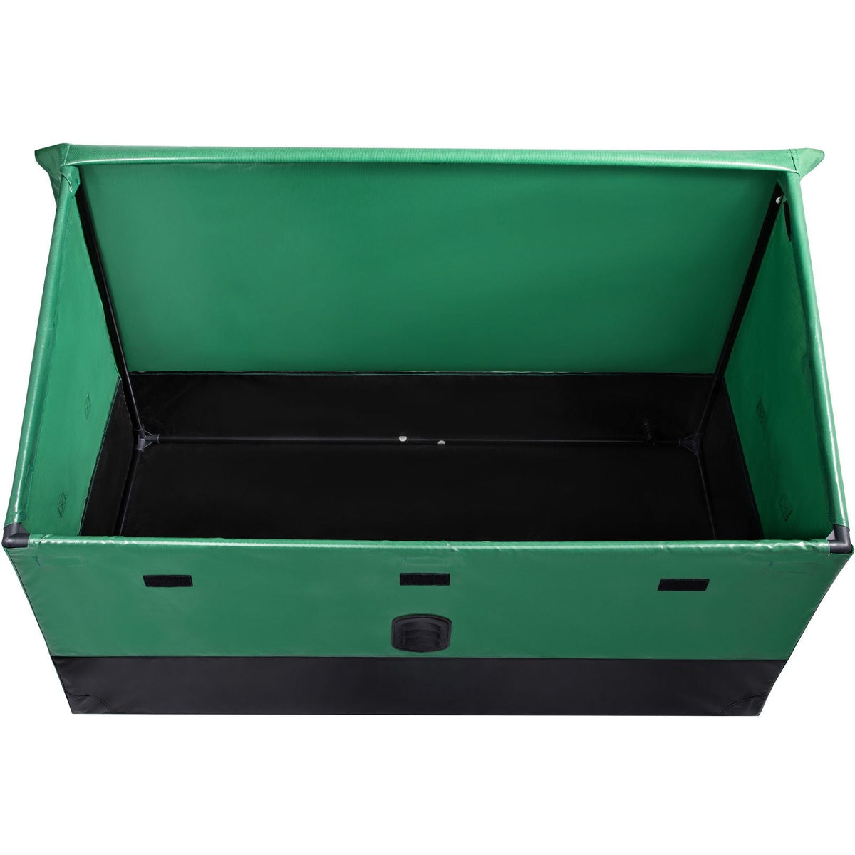Outdoor Storage Box, 100 Gallon Waterproof PE Tarpaulin Deck Box with Galvanized Frame, All-Weather Protection & Portable, for Camping, Garden, Poolside, and Yard, Brown & Blue