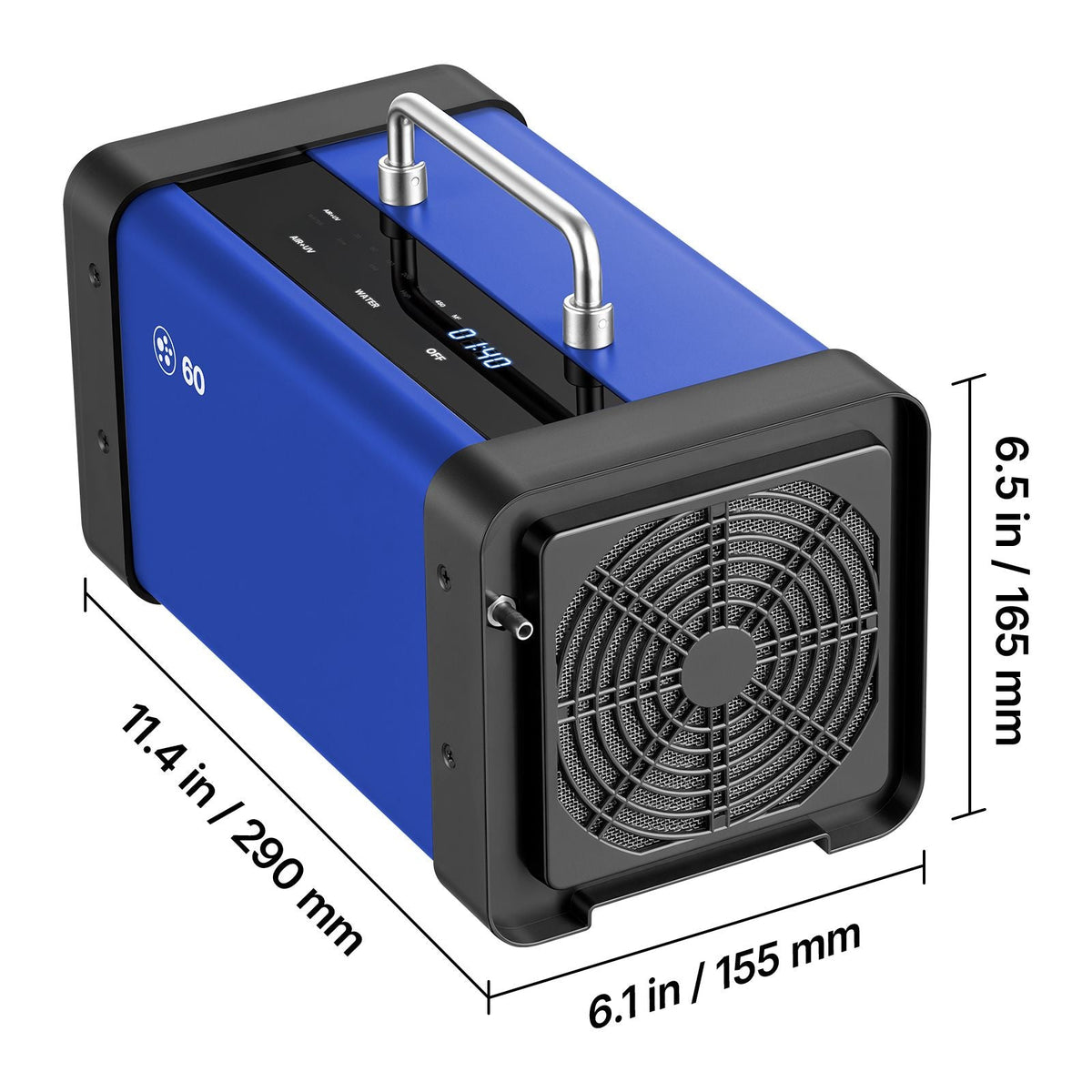 Ozone Generator, 60000mg/h Commercial Ozone Machine, with 15s Delayed Start & Dual-Hose Water Mode & LCD Touchscreen, Industrial Deodorizer for Car, Smoke, Home Odors, Up to 4800 sq.ft